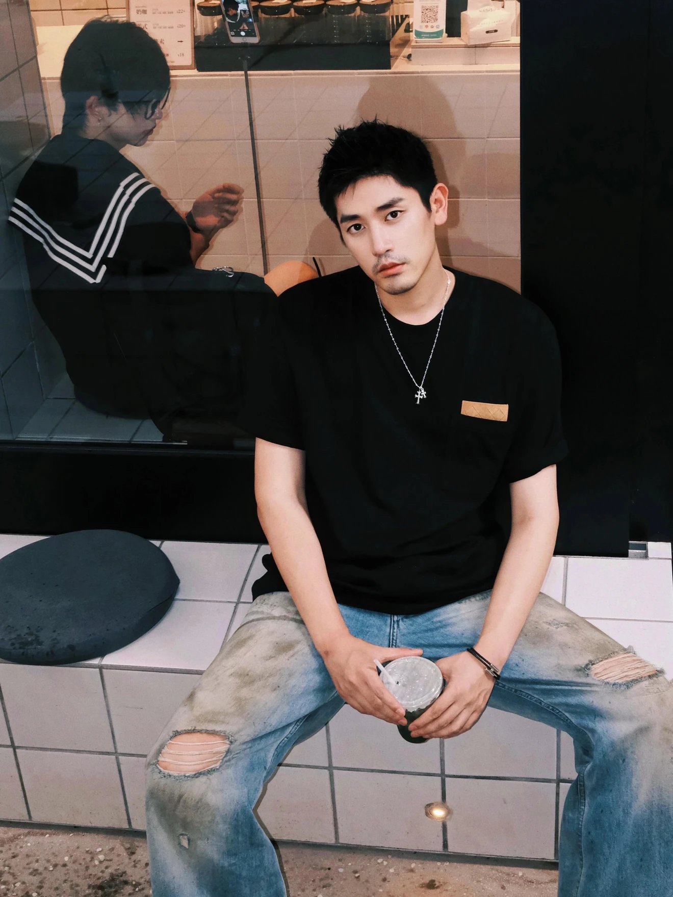 RD-C082 · Woven Leather-Pocket T-Shirt showcase view 6