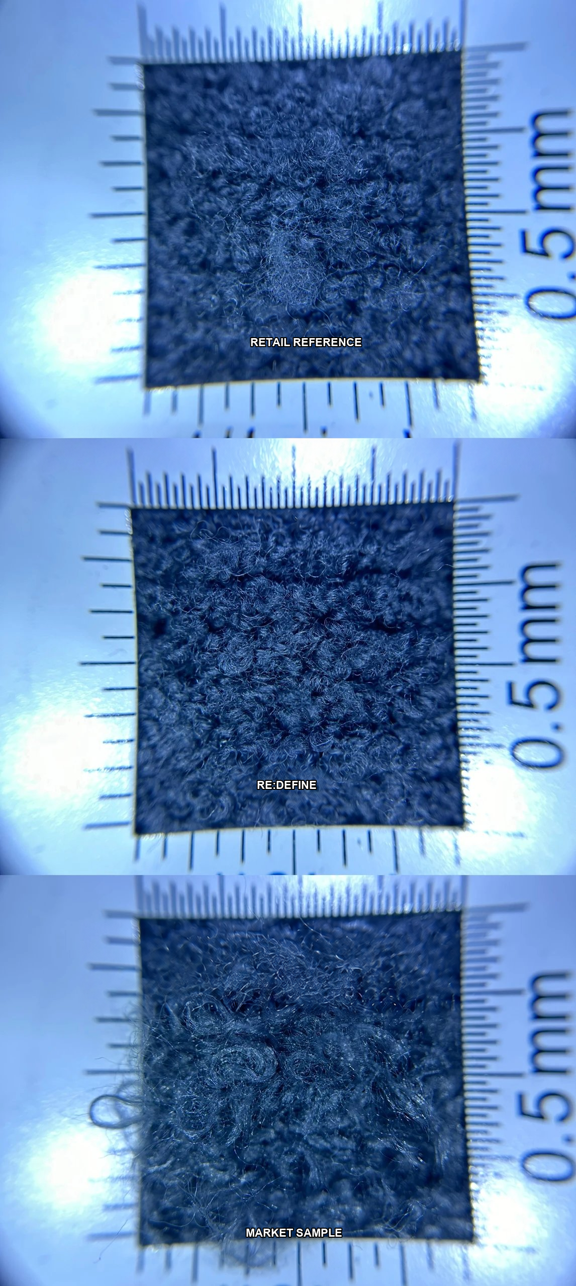 Magnified yarn and washing sequence