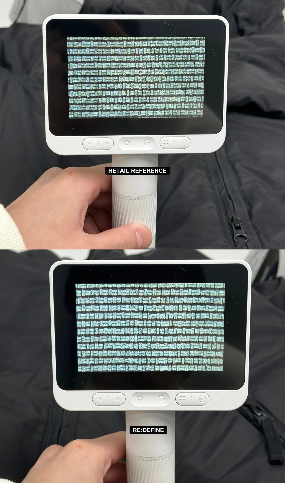 Magnified fabric comparison