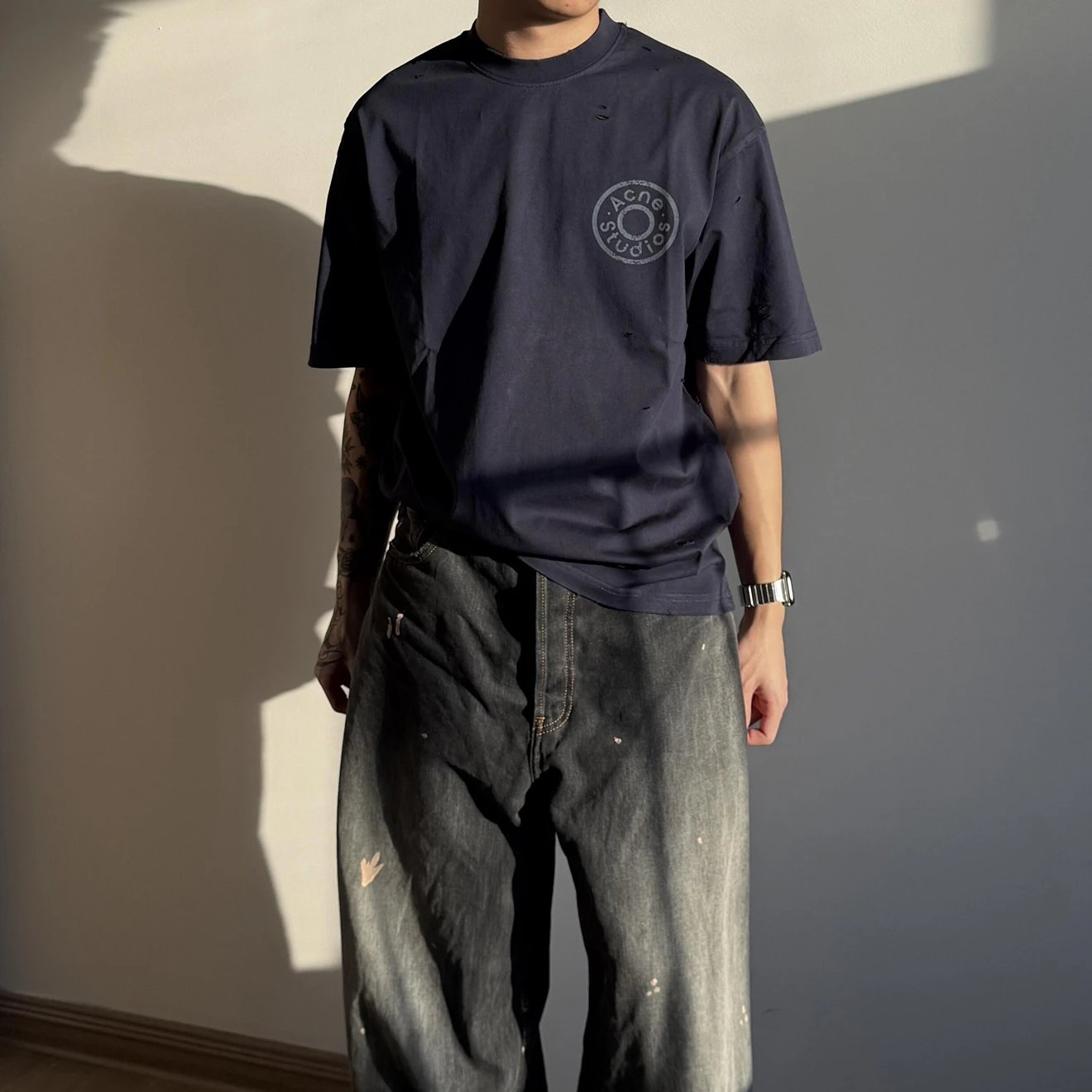 RD-C054 · Distressed Logo-Print Unisex T-Shirt showcase view 1