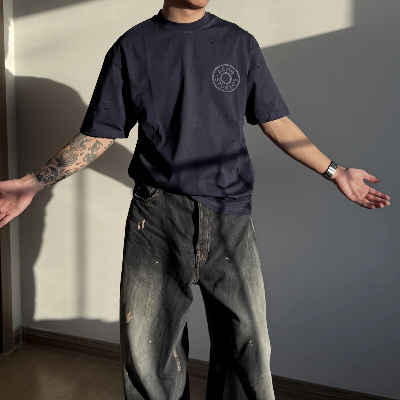 RD-C054 · Distressed Logo-Print Unisex T-Shirt showcase view 2