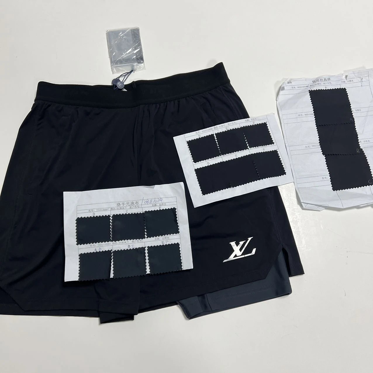 Garment with fabric swatches