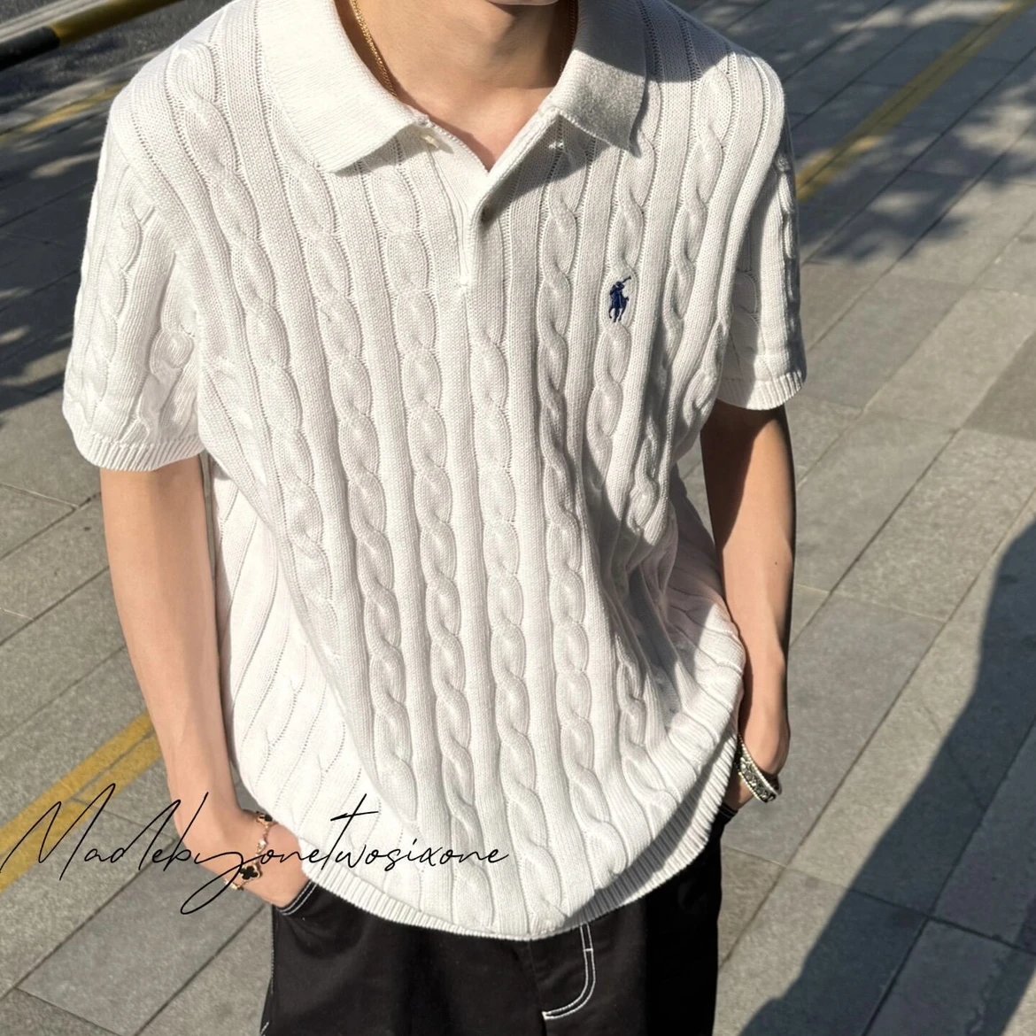 RD-C105 · Embroidered Wool Knit Polo showcase view 3