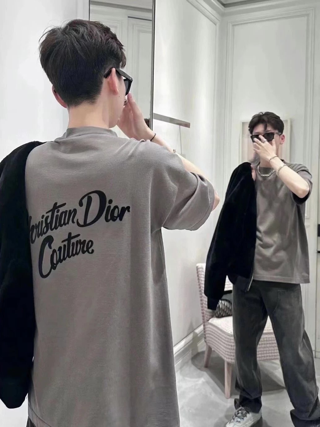 RD-C135 · Flocked Monogram Cotton T-Shirt showcase view 3