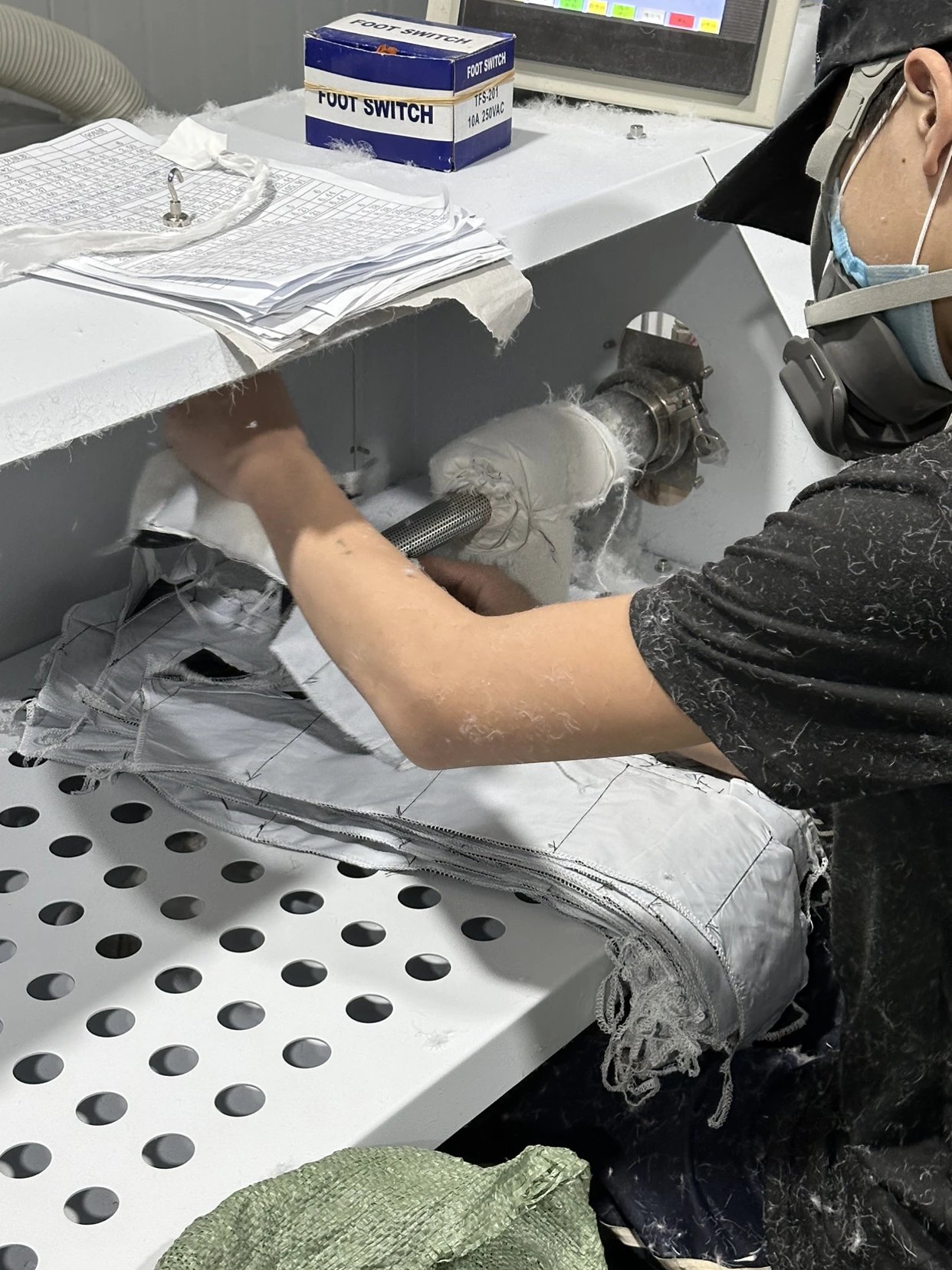 Filling equipment in use