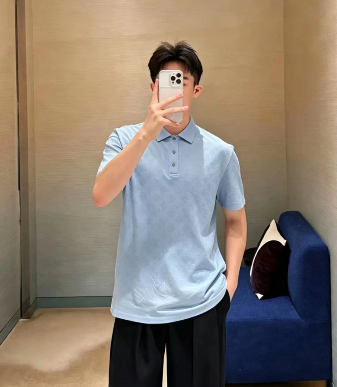 RD-C100 · Jacquard-Pattern Cotton Piqué Polo showcase view 2