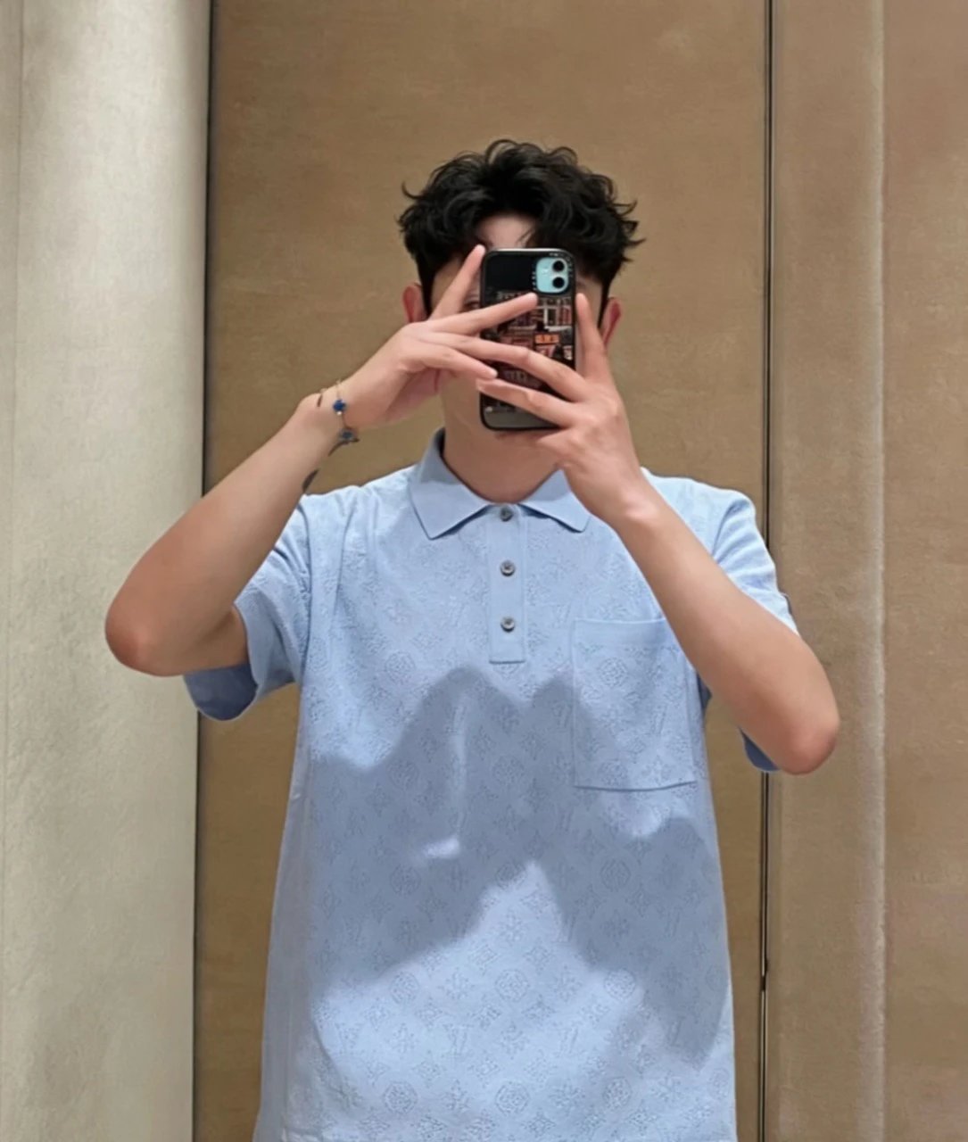 RD-C100 · Jacquard-Pattern Cotton Piqué Polo showcase view 3
