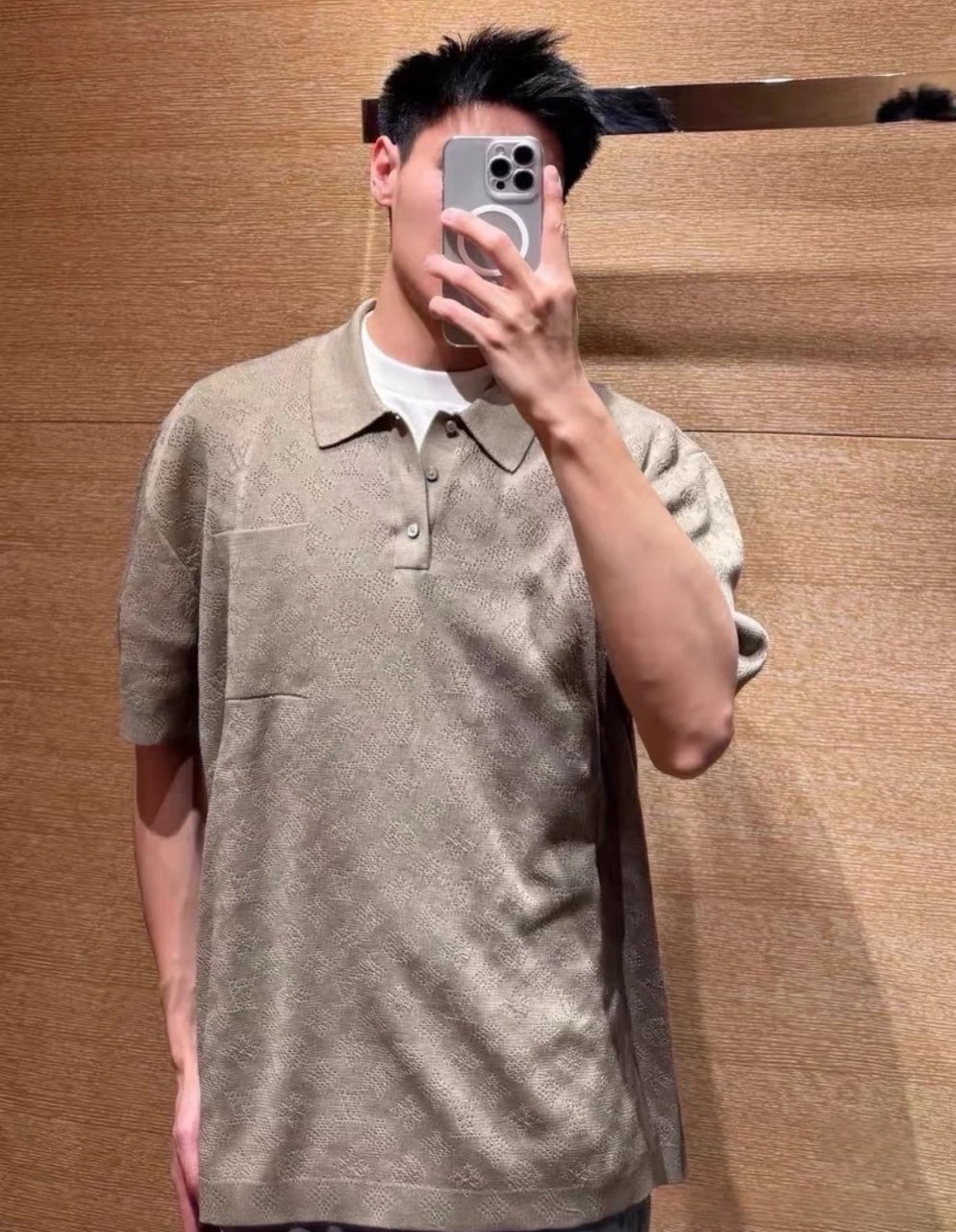 RD-C100 · Jacquard-Pattern Cotton Piqué Polo showcase view 4