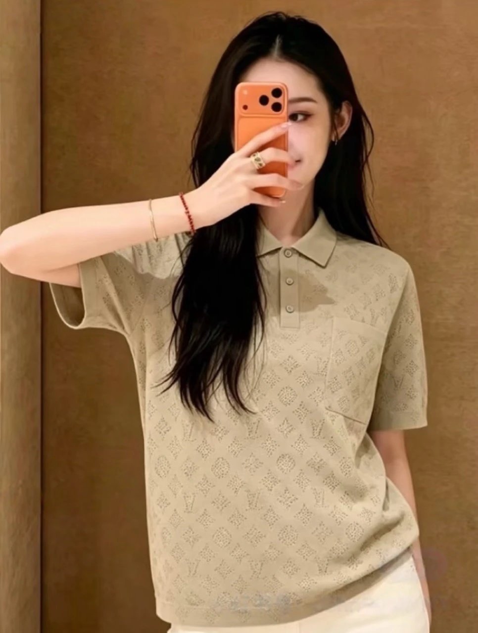 RD-C100 · Jacquard-Pattern Cotton Piqué Polo showcase view 7