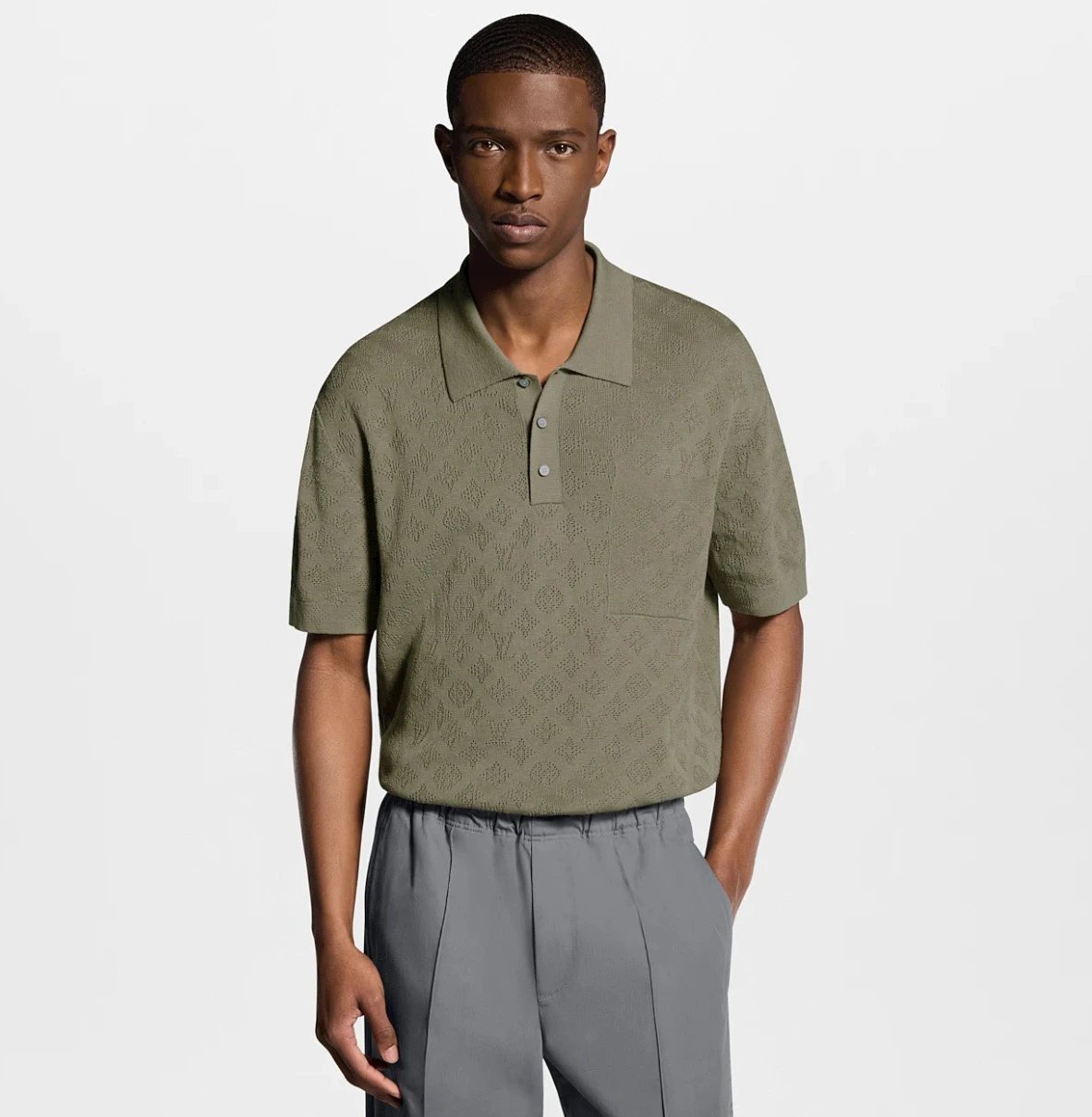 RD-C100 · Jacquard-Pattern Cotton Piqué Polo showcase view 9