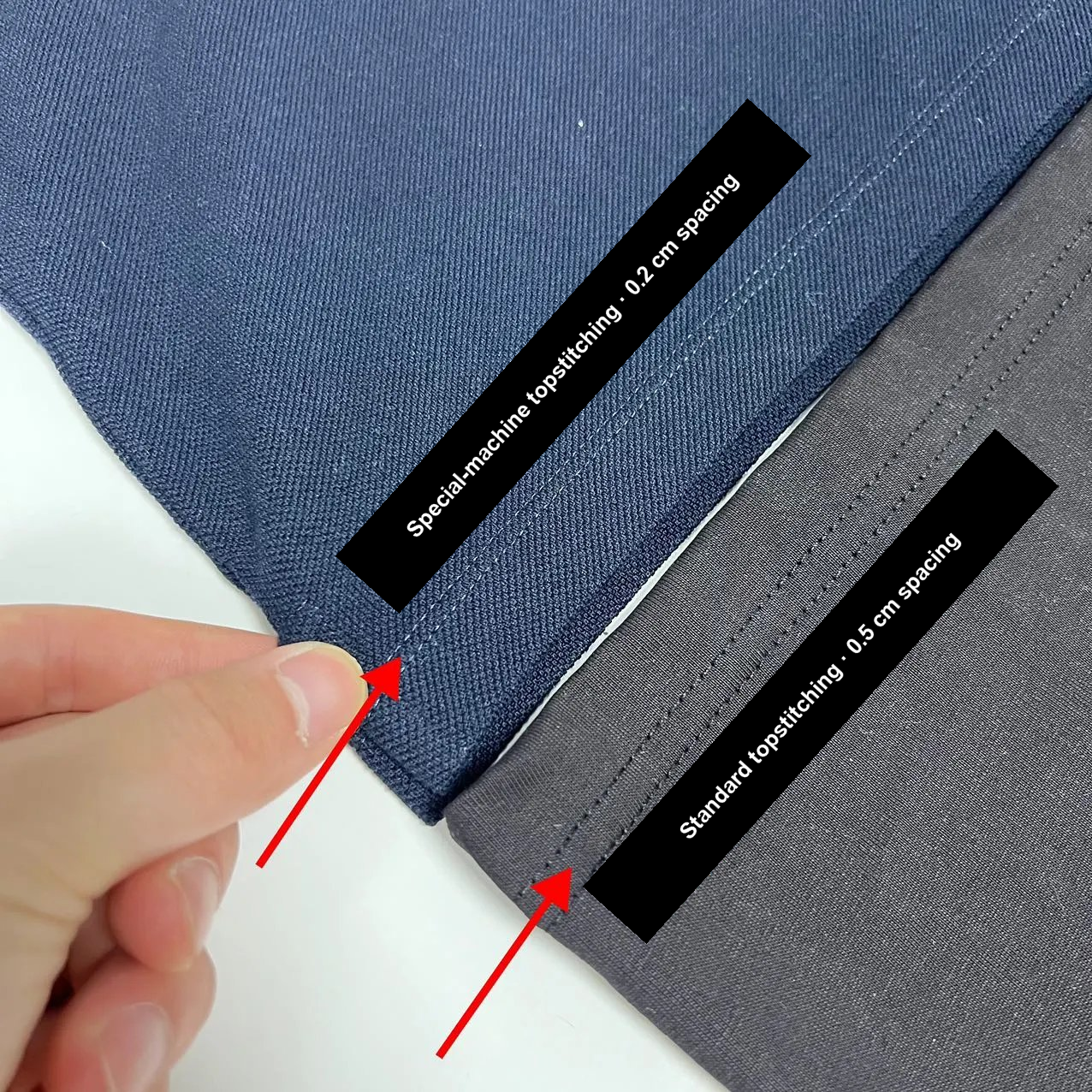 Topstitching spacing