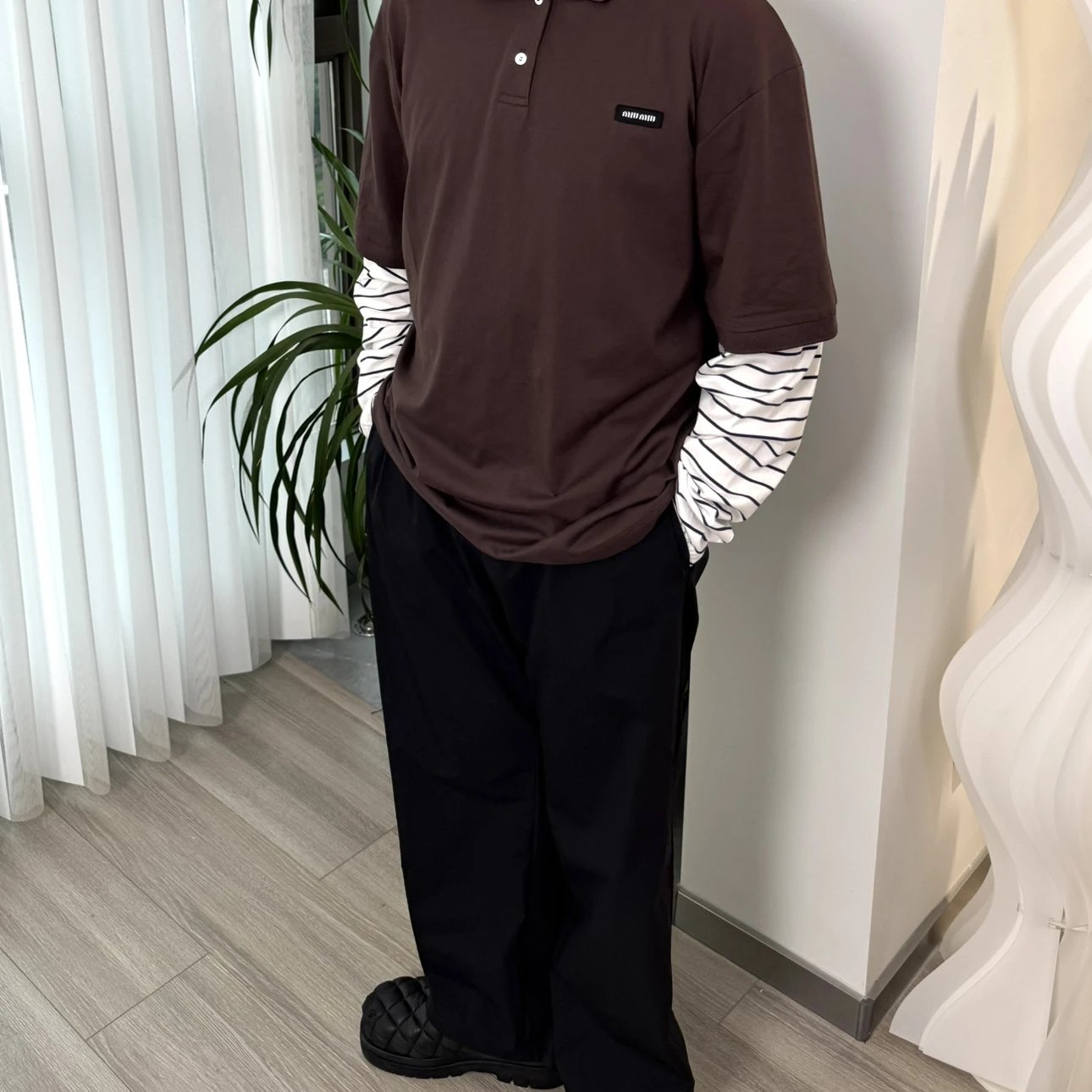 RD-C200 · Layered Cotton Long-Sleeve Polo showcase view 2