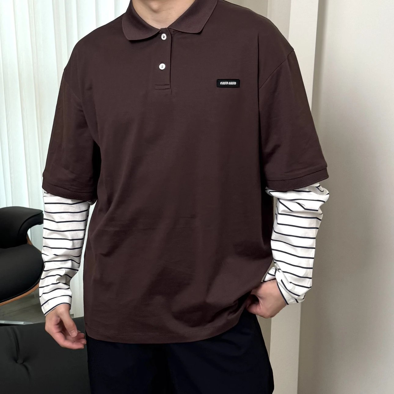 RD-C200 · Layered Cotton Long-Sleeve Polo showcase view 4
