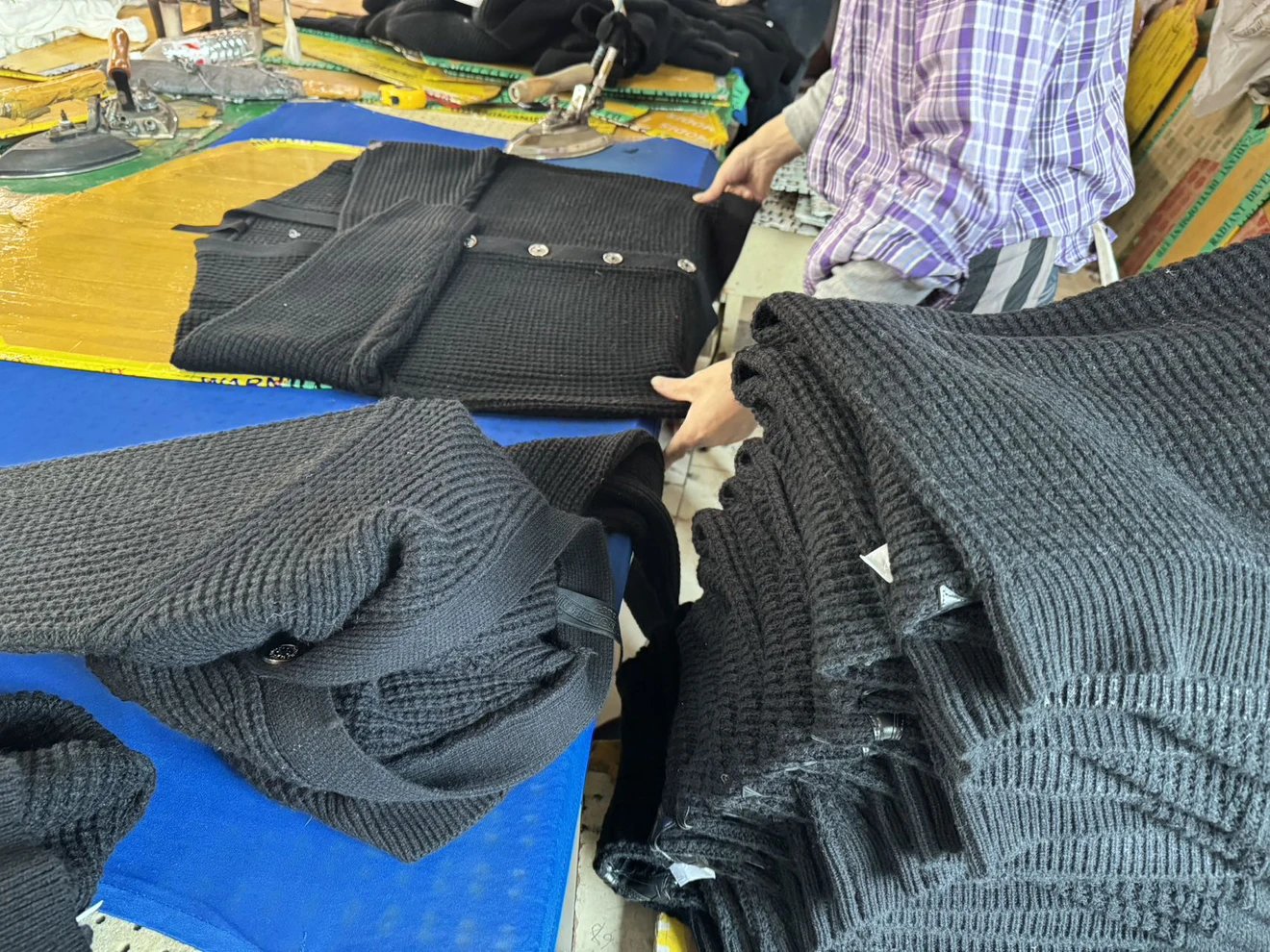 Garments on the worktable