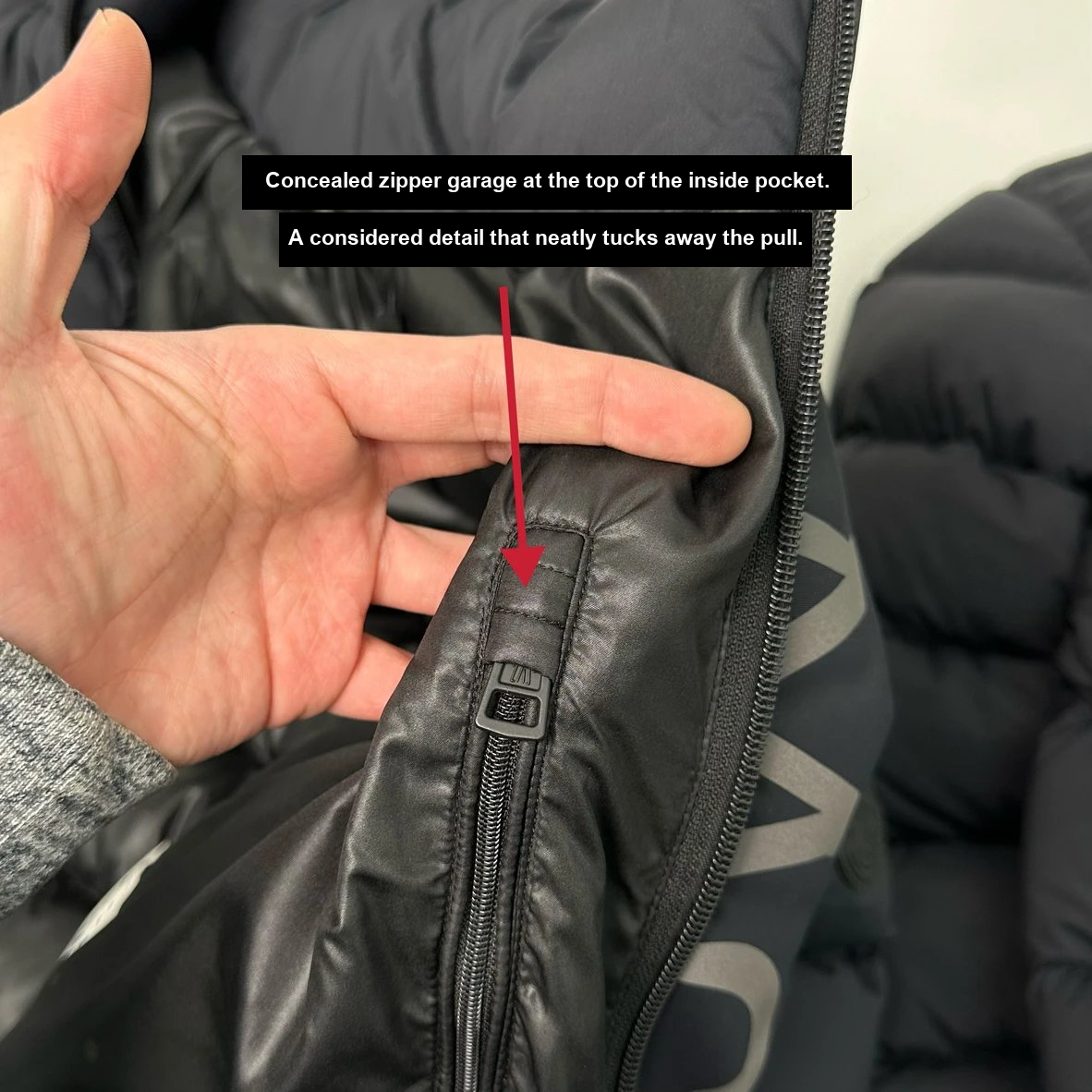 Interior zipped pocket