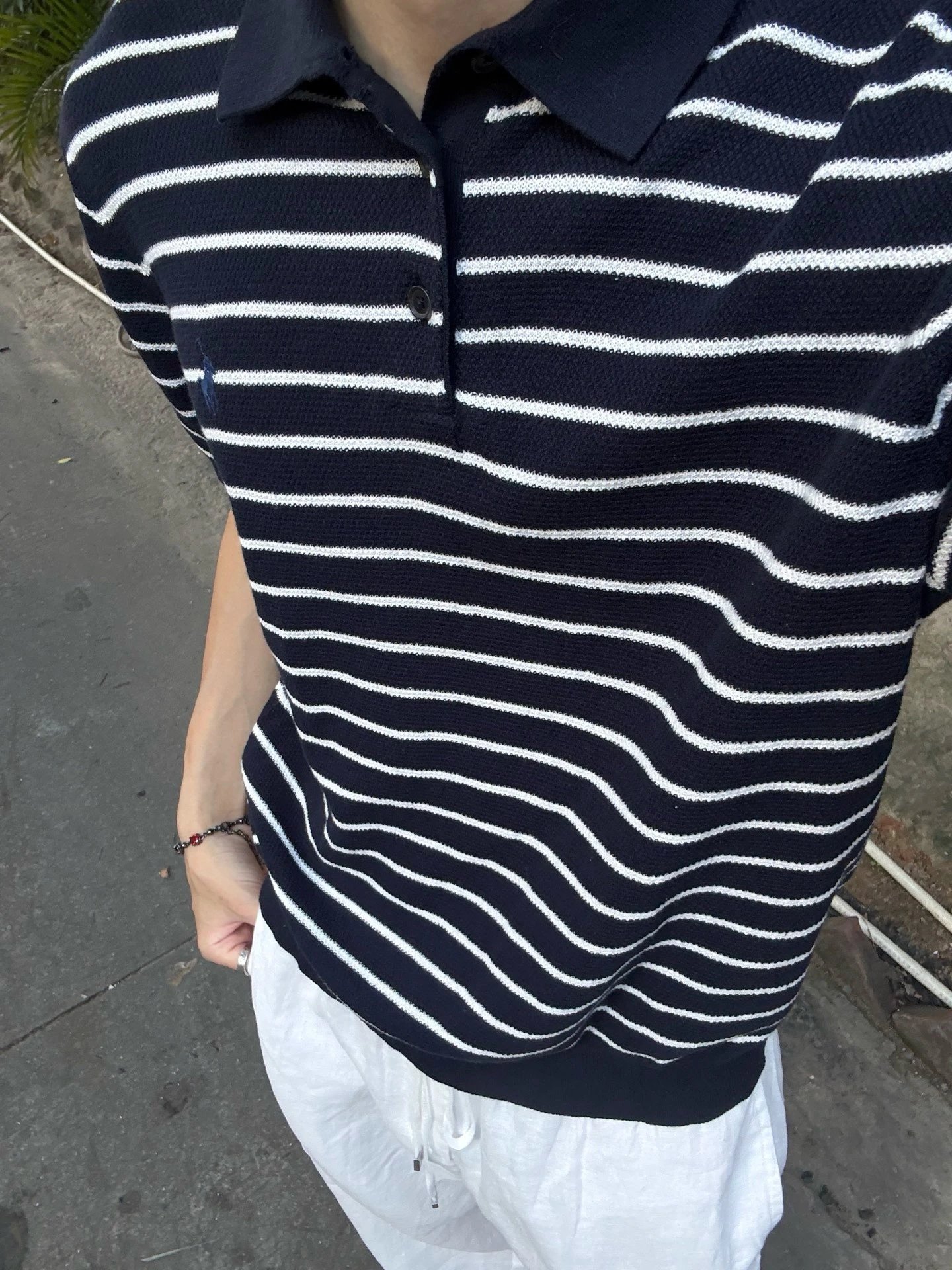 RD-C057 · Linen-Blend Striped Polo showcase view 3
