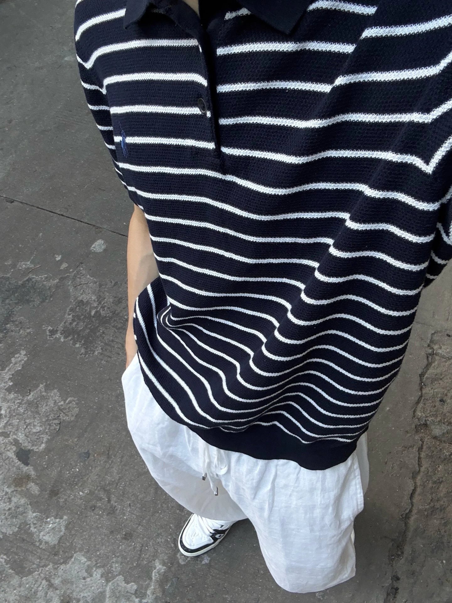 RD-C057 · Linen-Blend Striped Polo showcase view 5