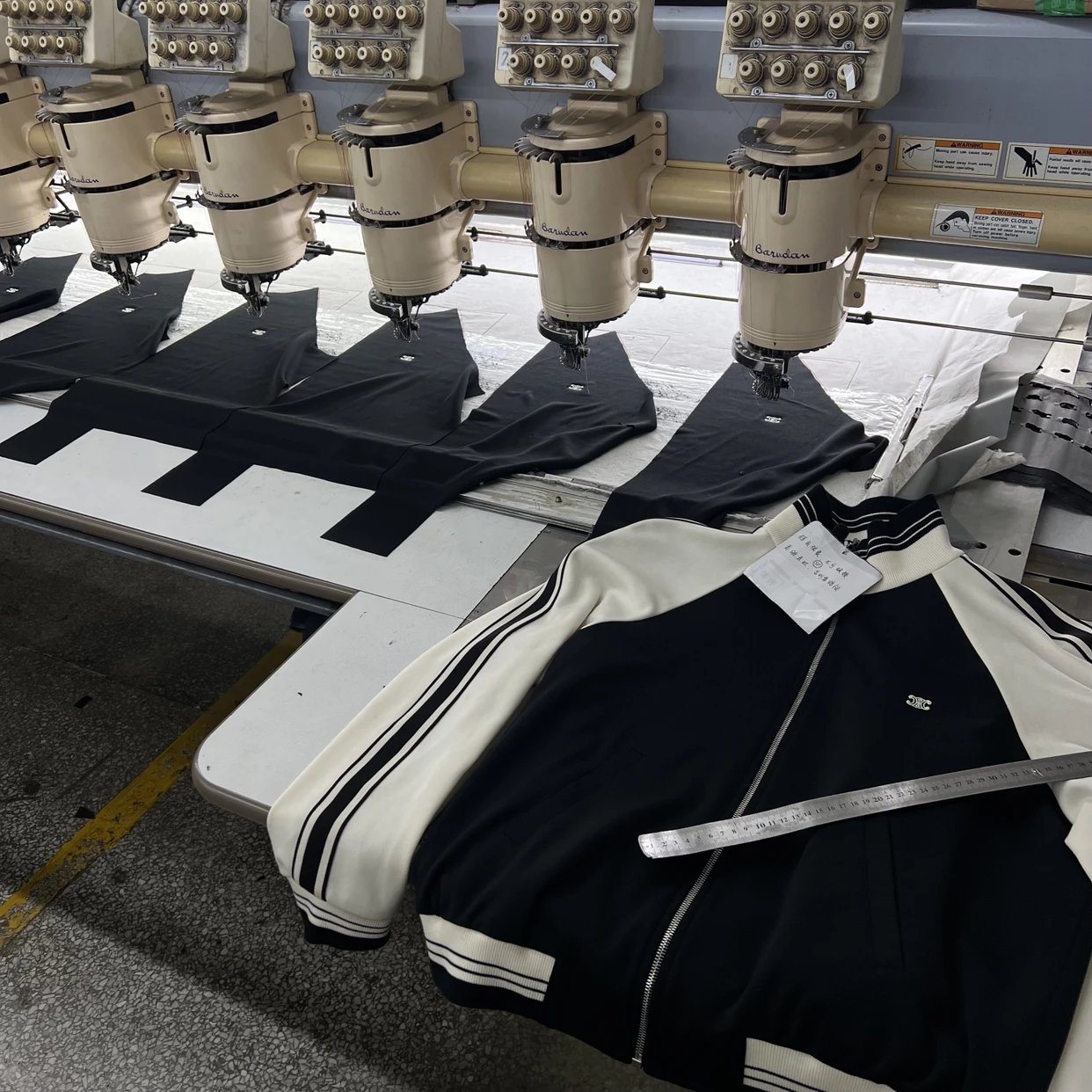 Garment at the embroidery line