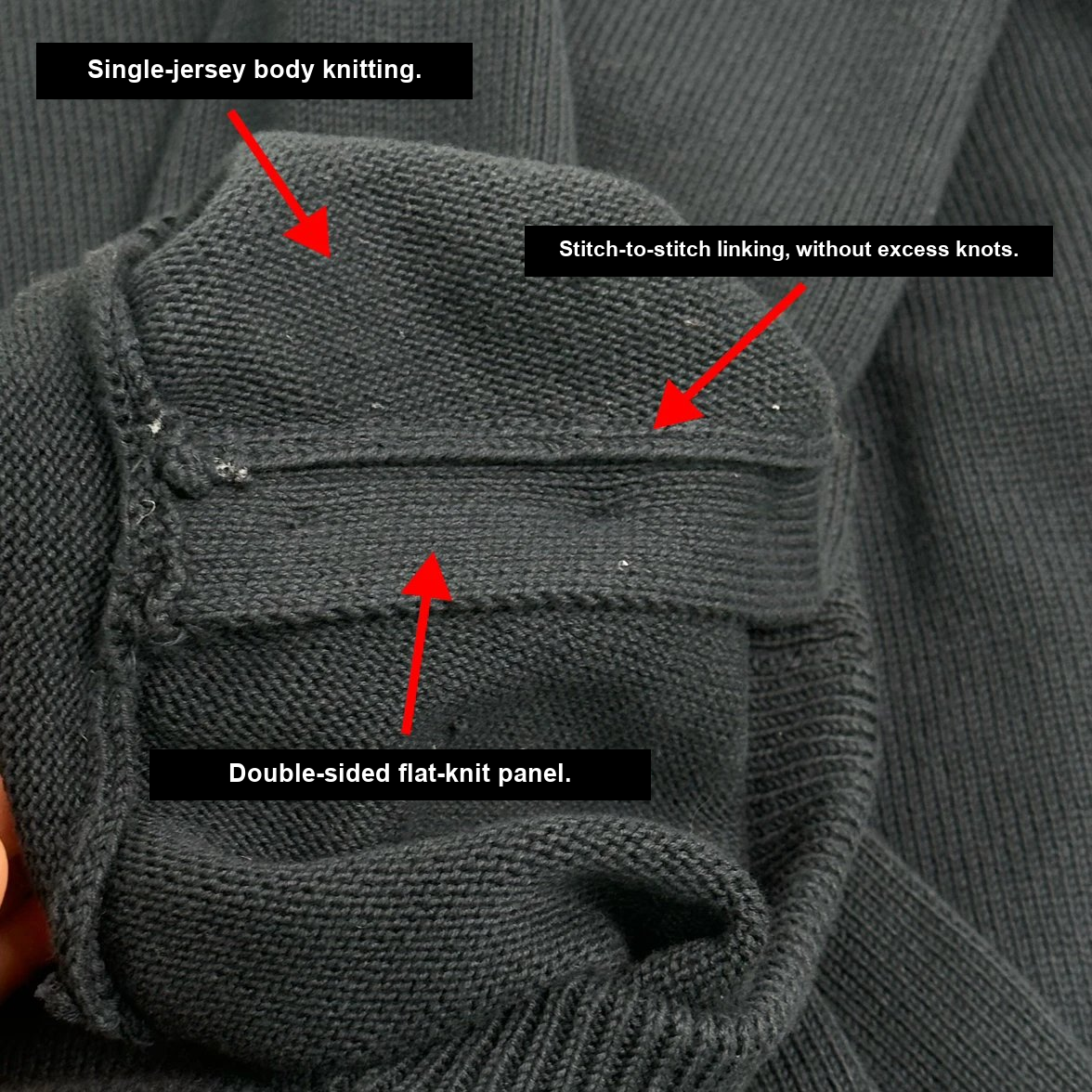 Interior knit junction