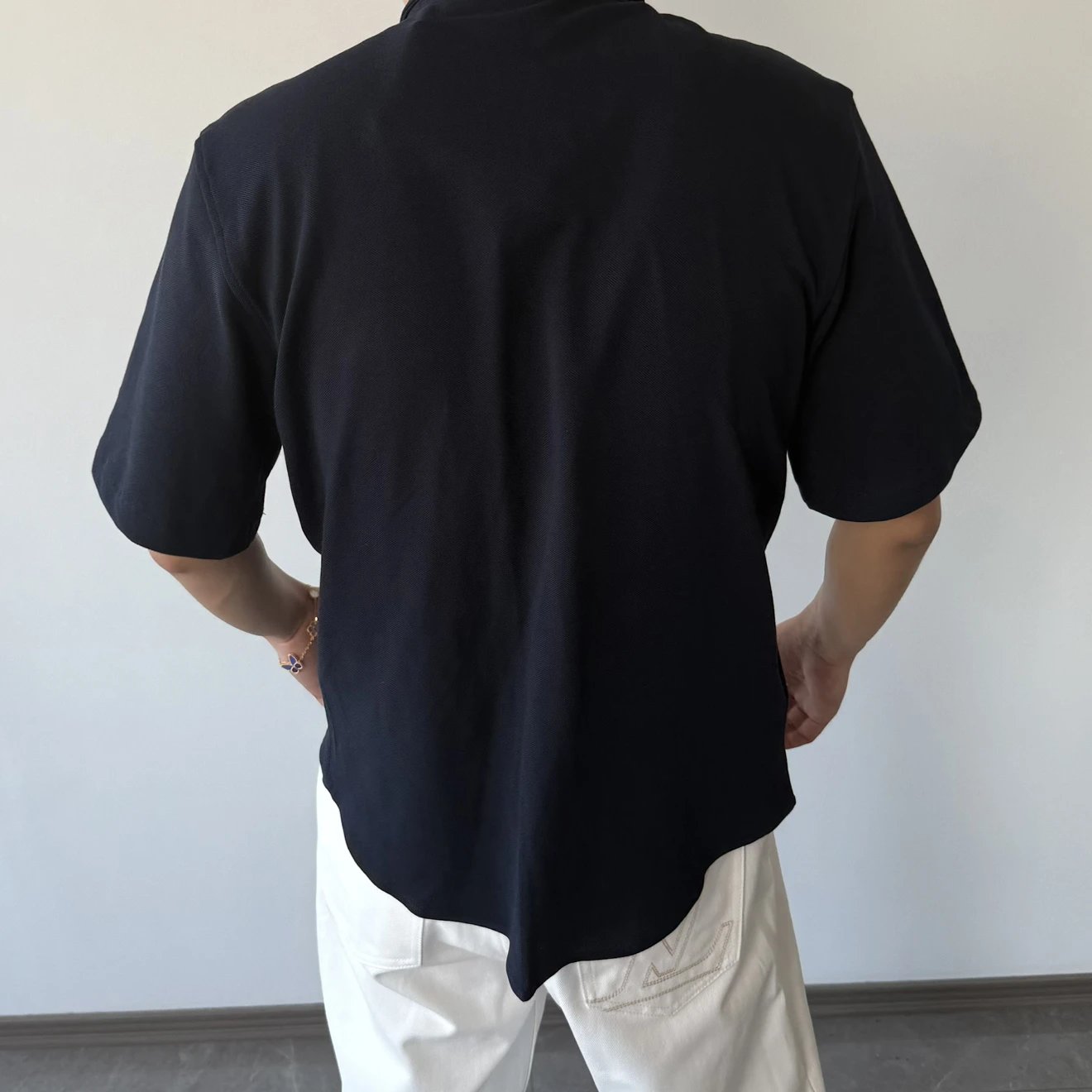 RD-C101 · Unisex Piqué Cotton Short-Sleeve Cardigan Polo showcase view 3