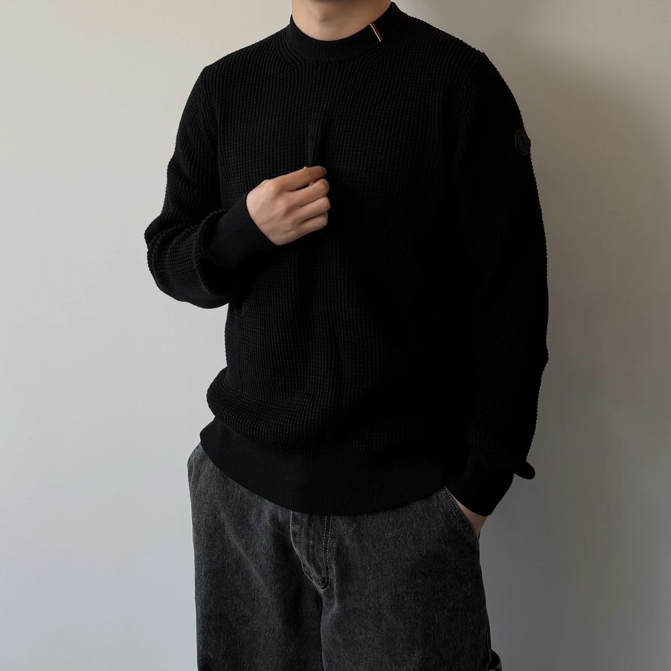 RD-C217 · Tonal-Badge Cotton Sweater showcase view 1