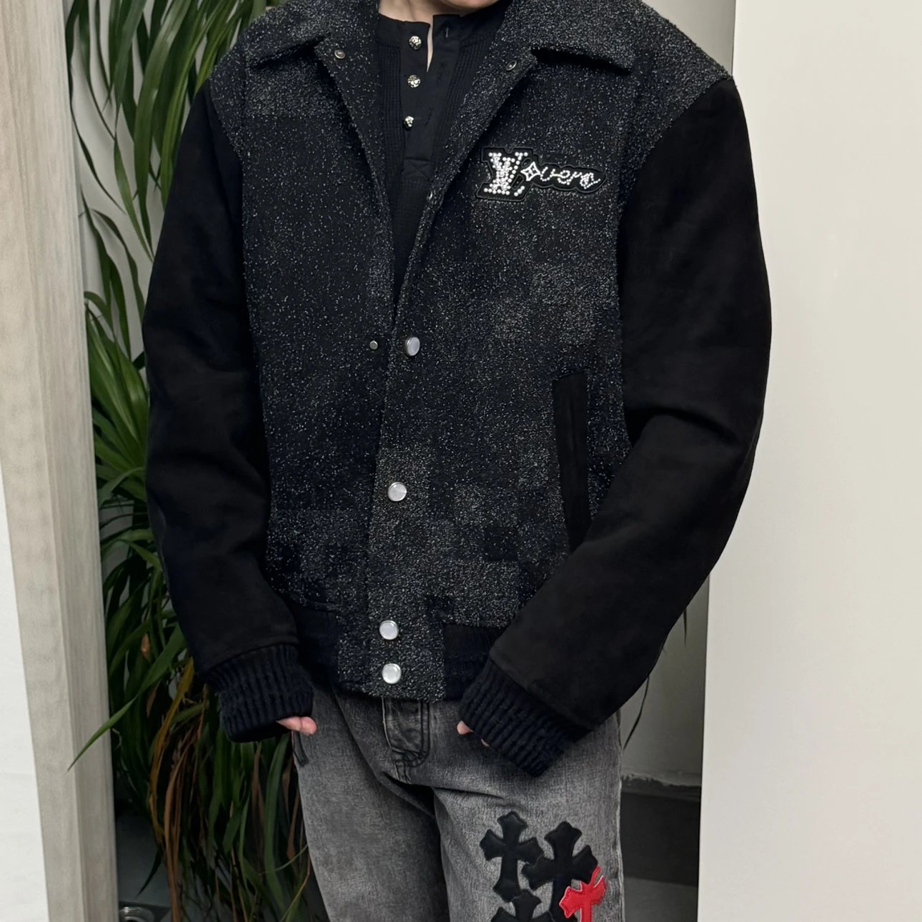 RD-C034 · Tweed & Suede Bomber Jacket showcase view 2