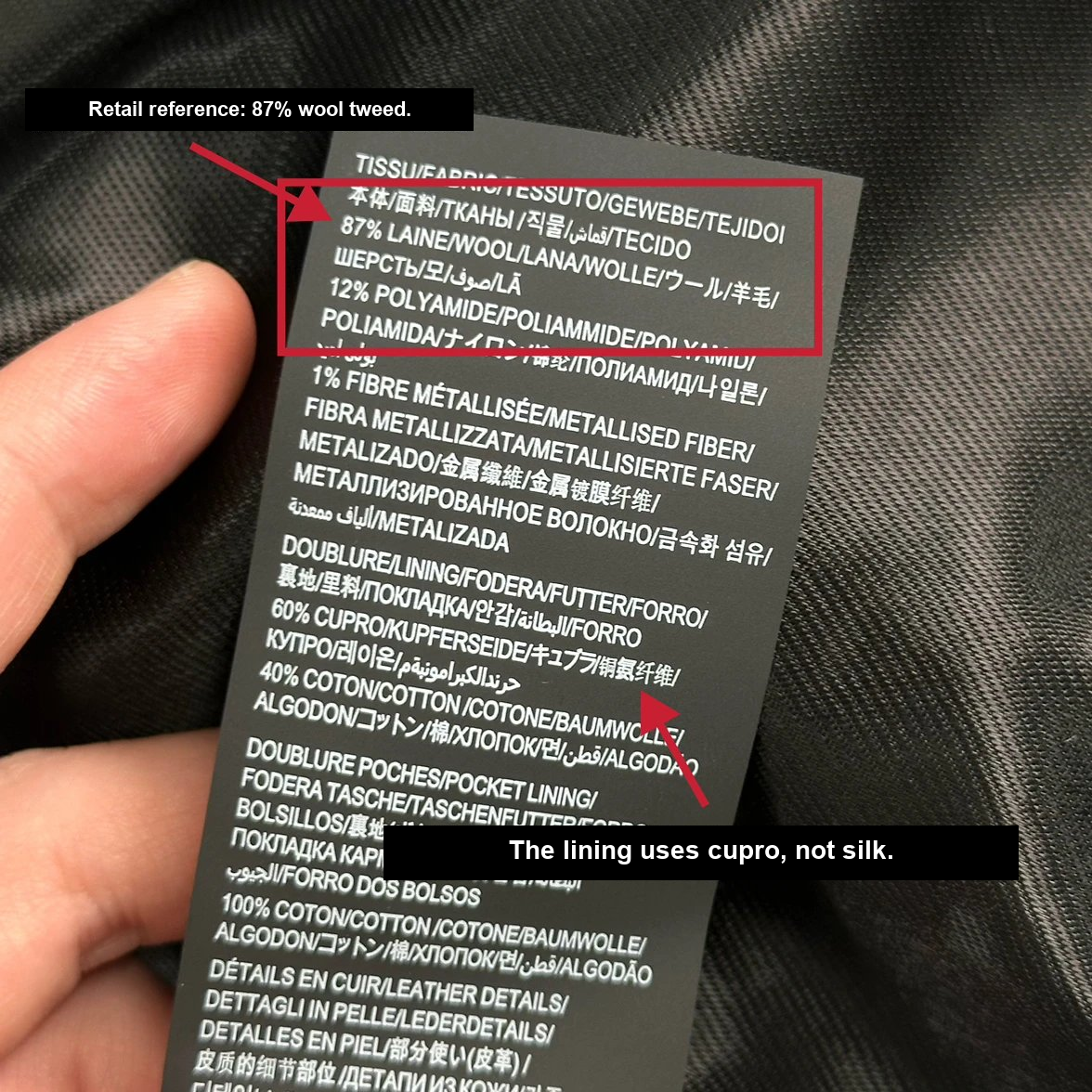 Retail-reference composition label