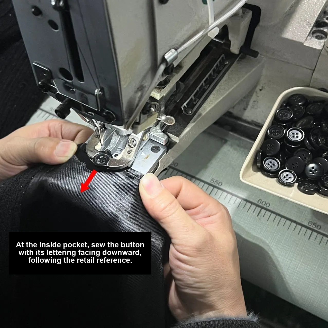 Inside-pocket button orientation