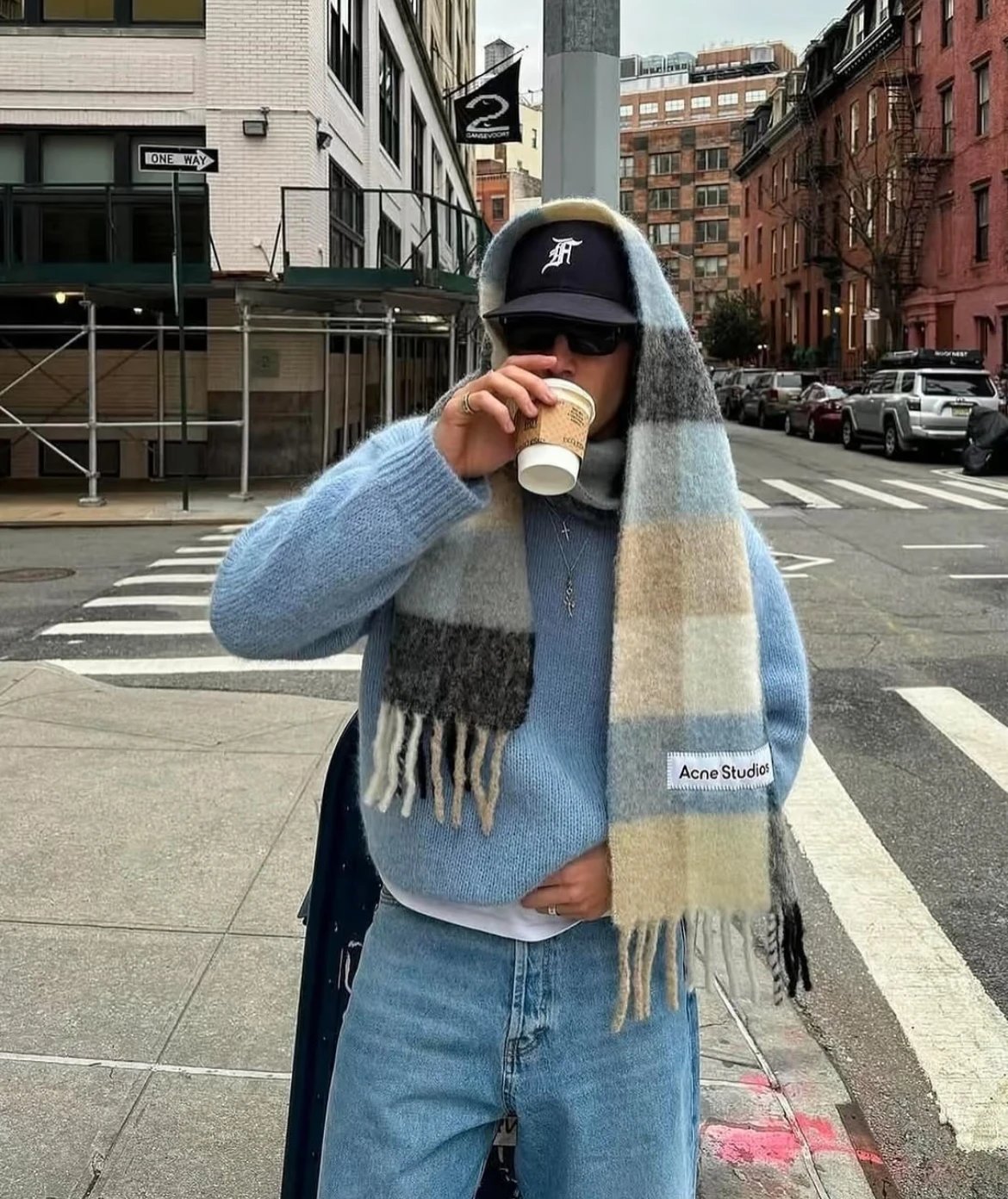 RD-A003 · Brushed Check Fringe Scarf showcase view 3