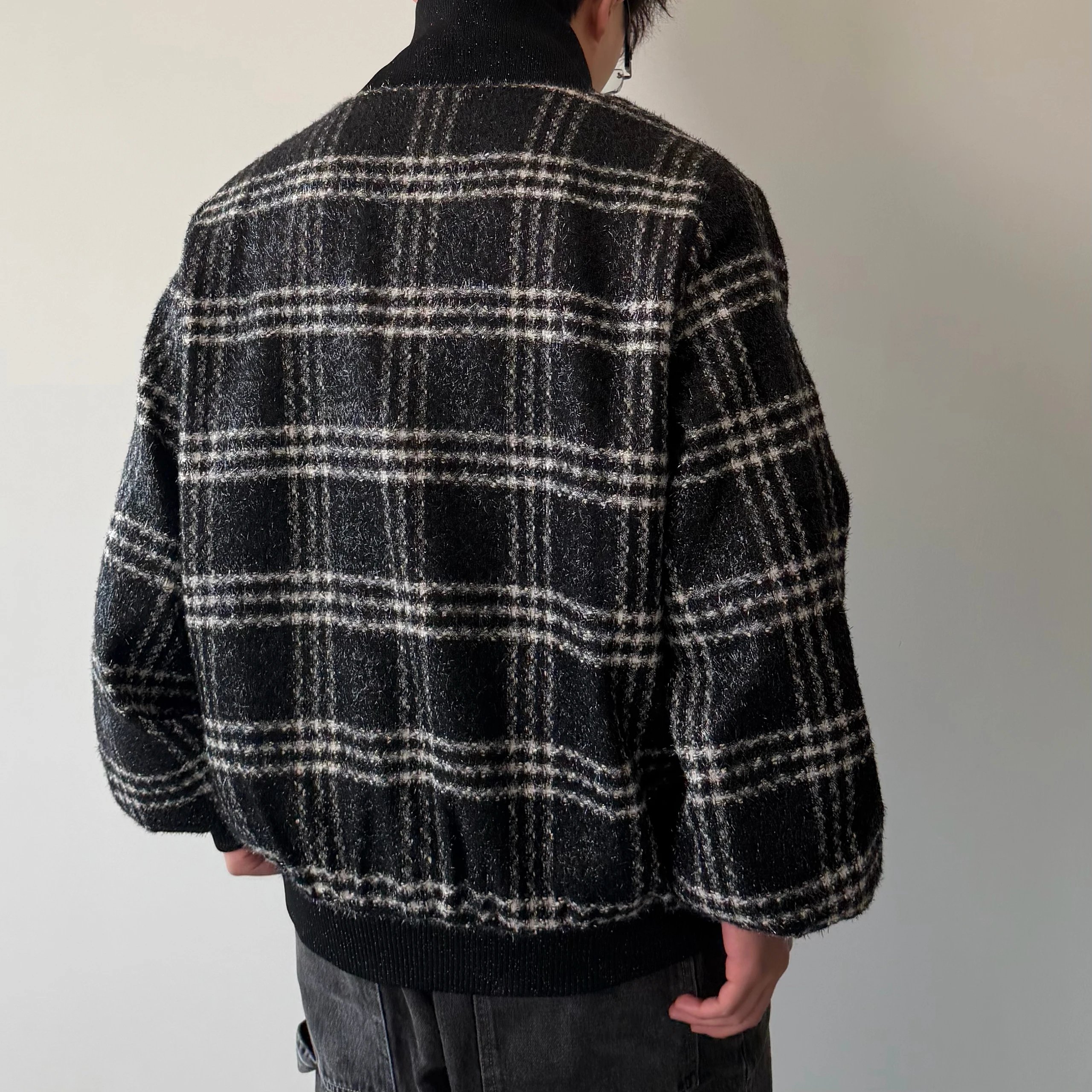 RD-C039 · Black and White Tweed Bomber Jacket showcase view 8