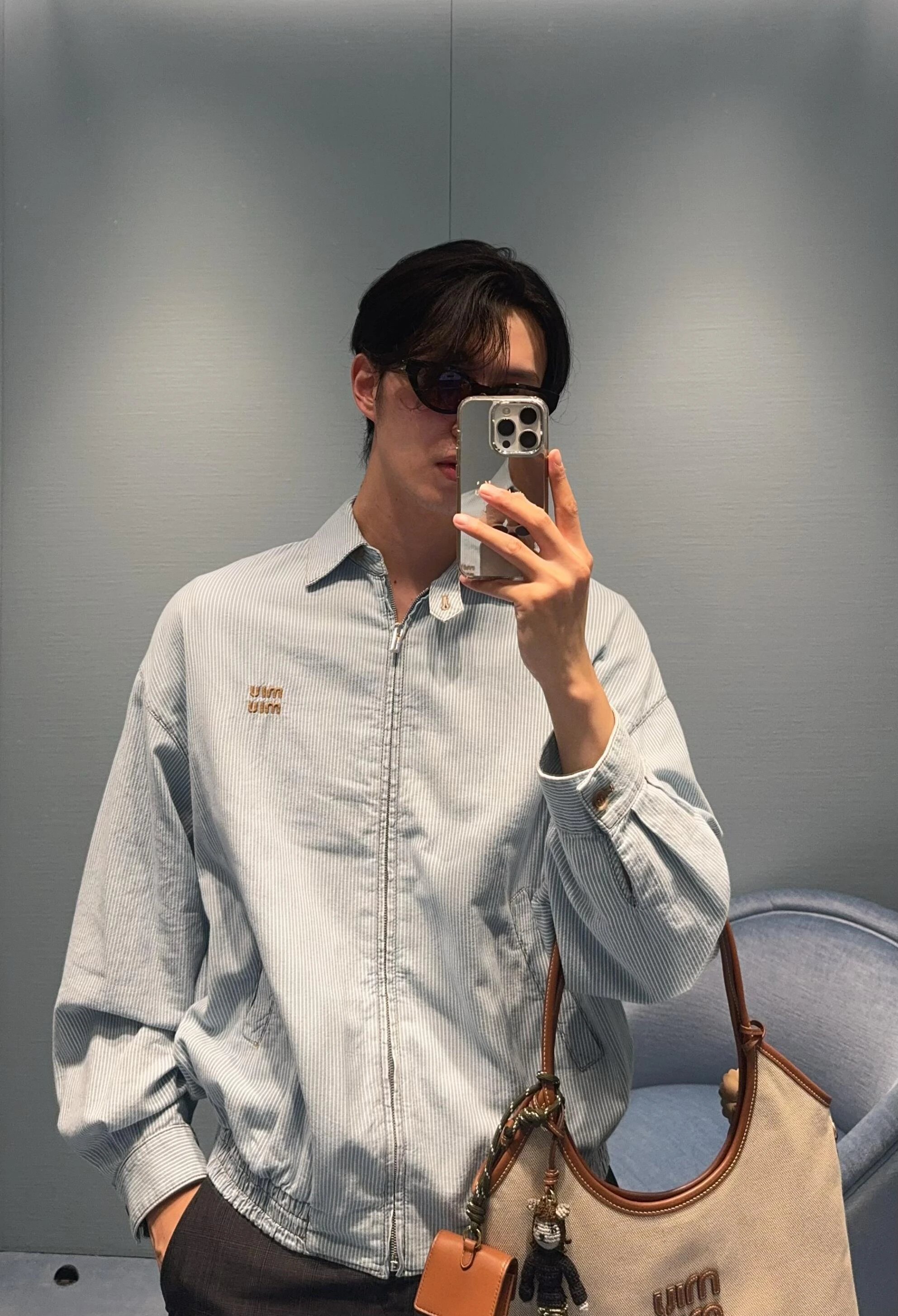 RD-C038 · Embroidered Striped Denim Blouson Jacket showcase view 4