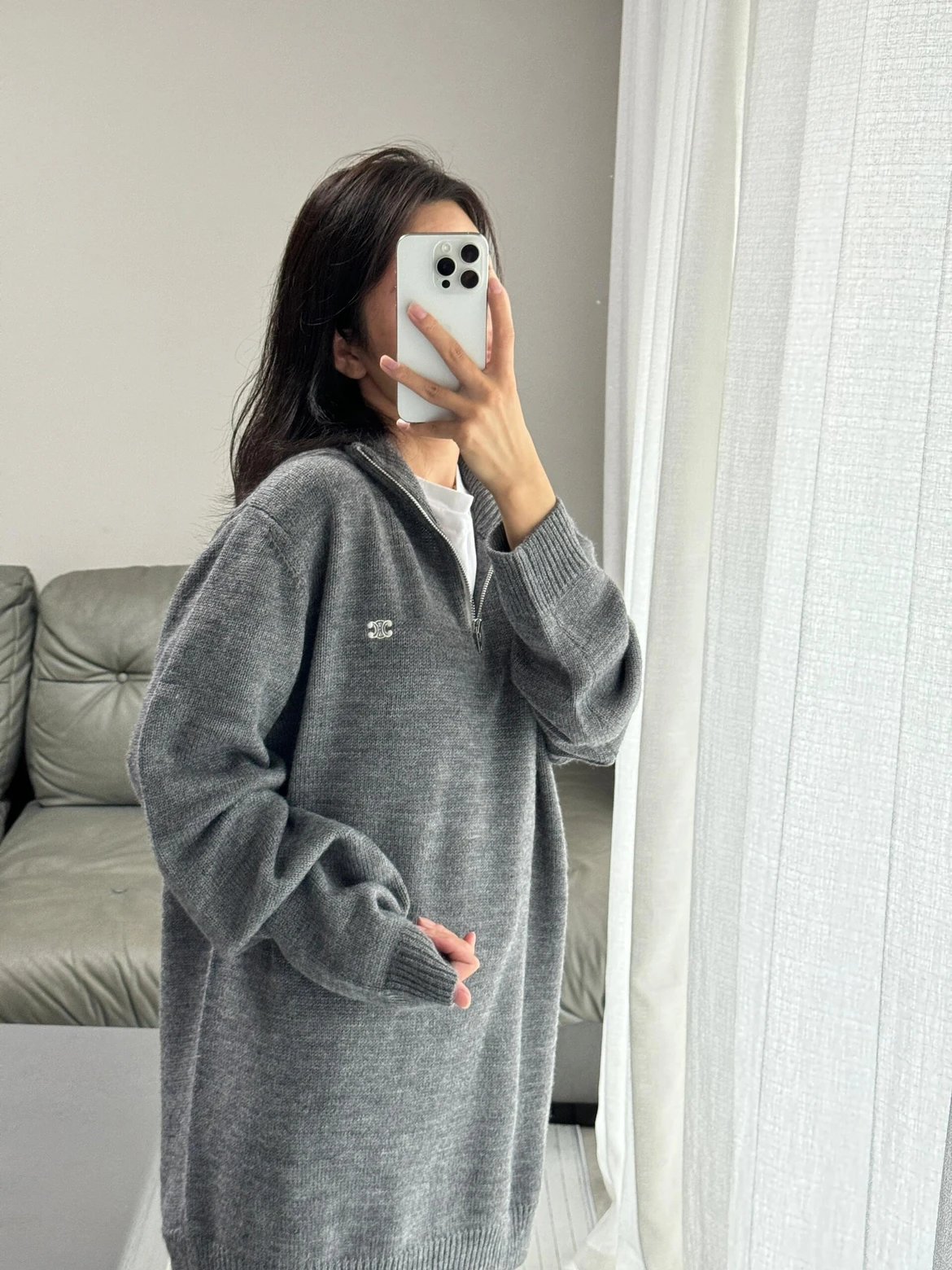 RD-C351 · Half-Zip Ribbed Knit Sweater showcase view 4
