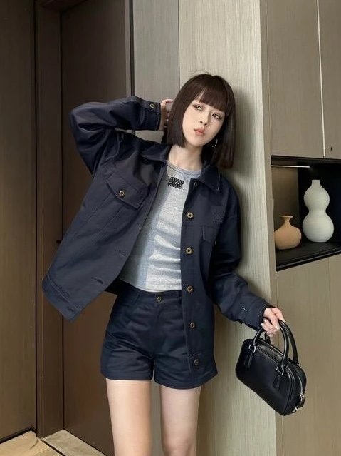 RD-C328 · Navy Logo-Embroidered Shirt-Collar Jacket showcase view 2