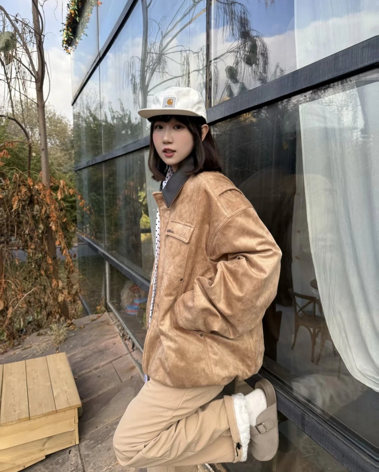 RD-C026 · Faux Suede Padded Jacket showcase view 3