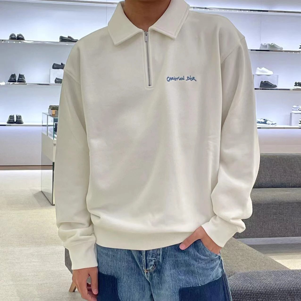 RD-C254 · Logo-Embroidered Half-Zip Polo Sweatshirt showcase view 1