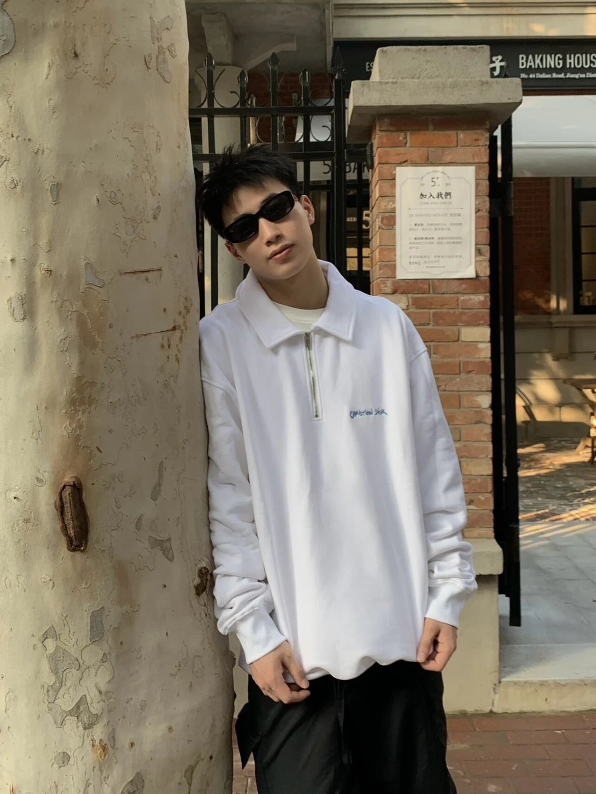 RD-C254 · Logo-Embroidered Half-Zip Polo Sweatshirt showcase view 2