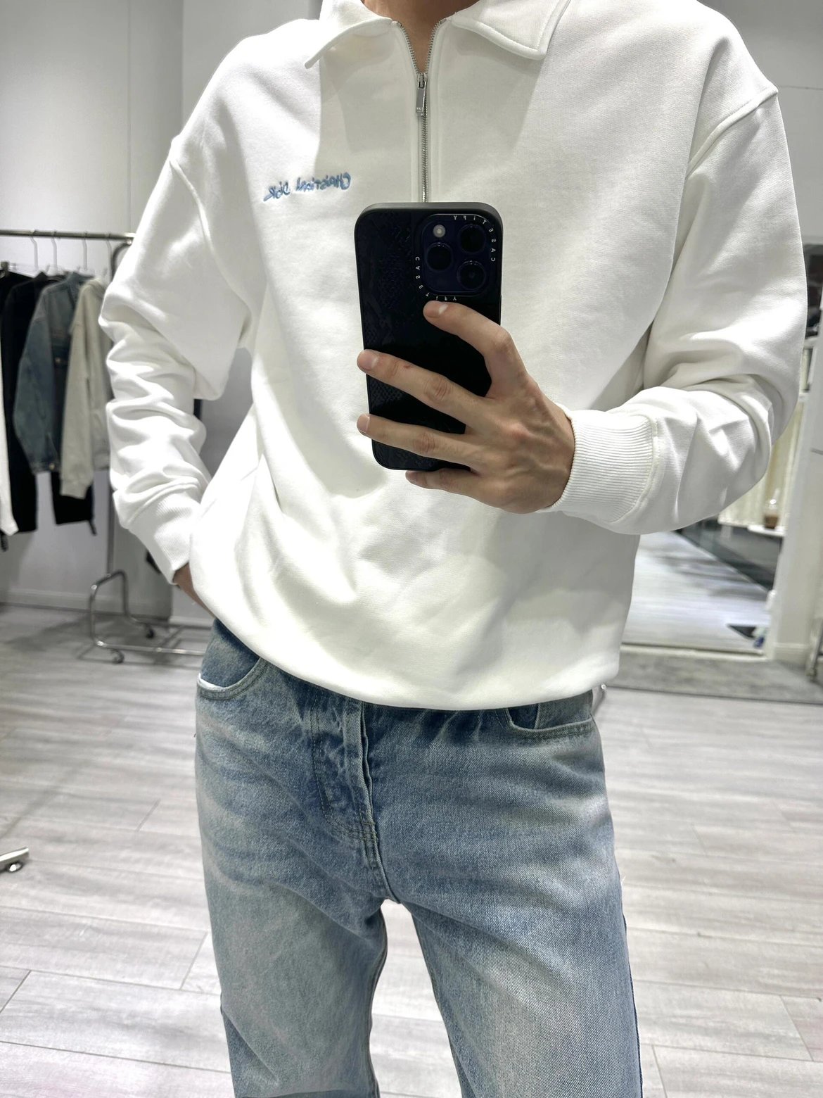 RD-C254 · Logo-Embroidered Half-Zip Polo Sweatshirt showcase view 4