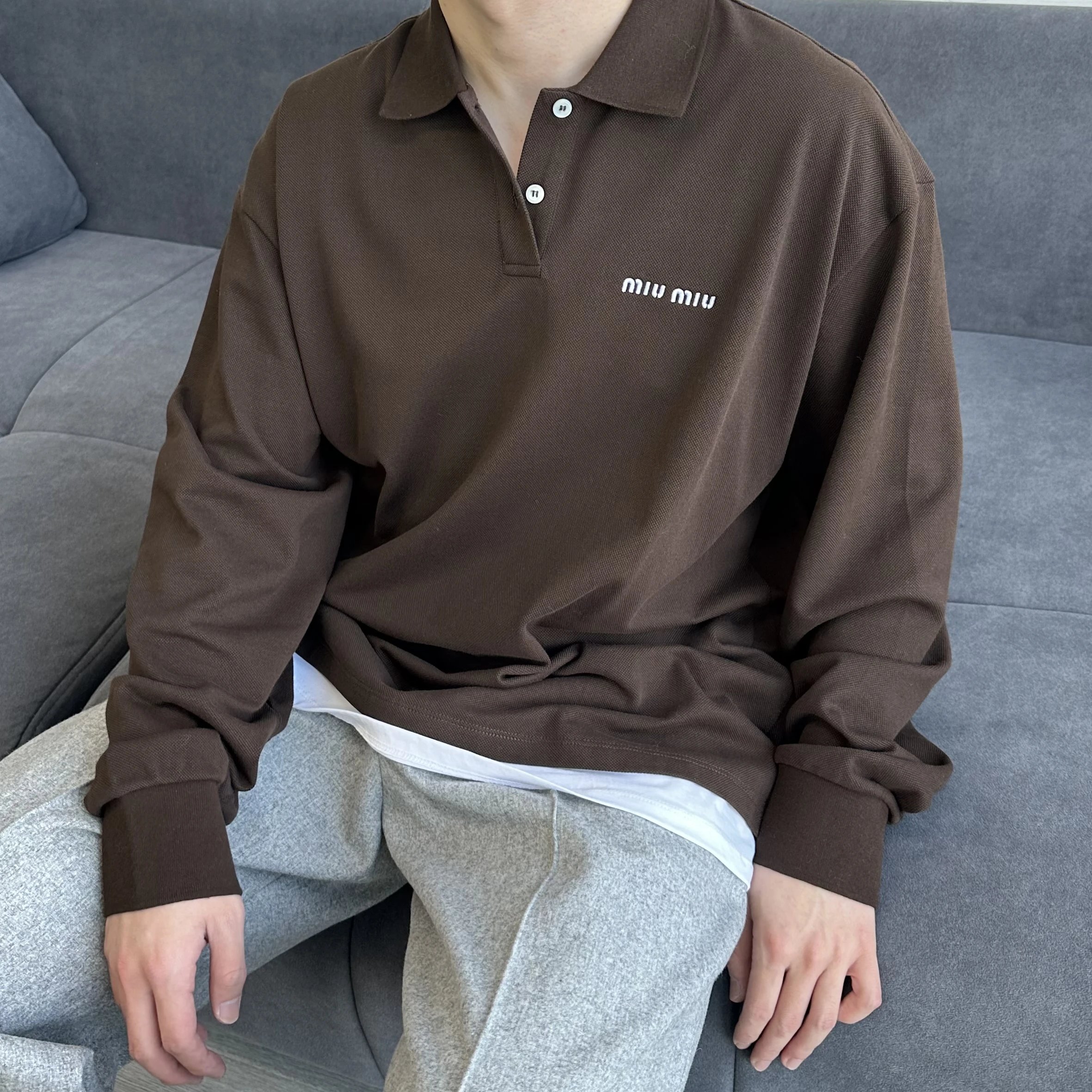 RD-C391 · Layered Long-Sleeve Polo Shirt showcase view 1