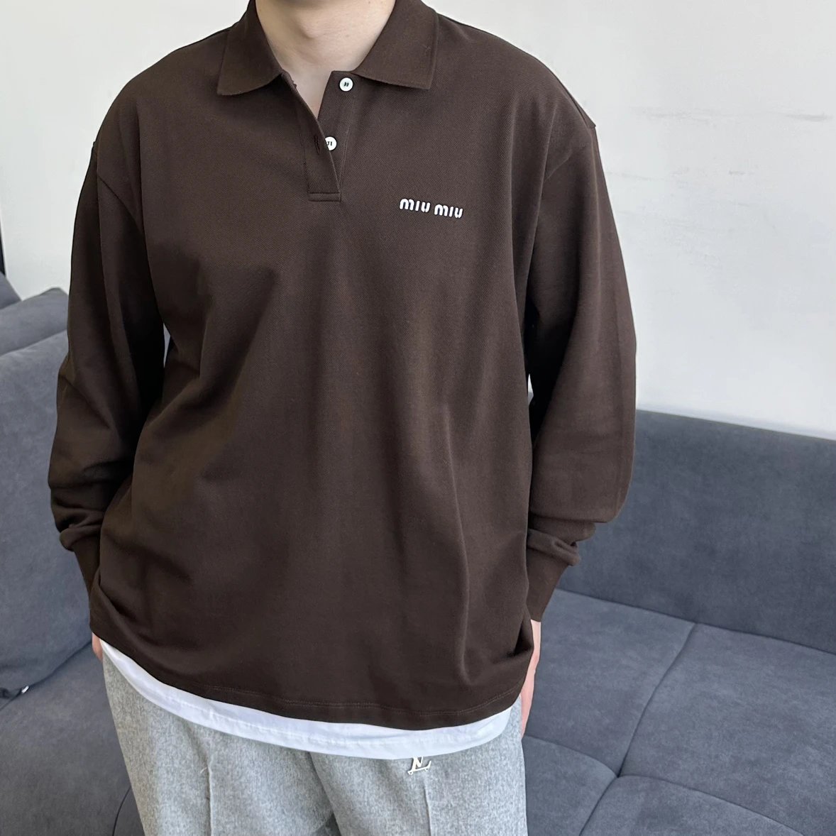 RD-C391 · Layered Long-Sleeve Polo Shirt showcase view 2