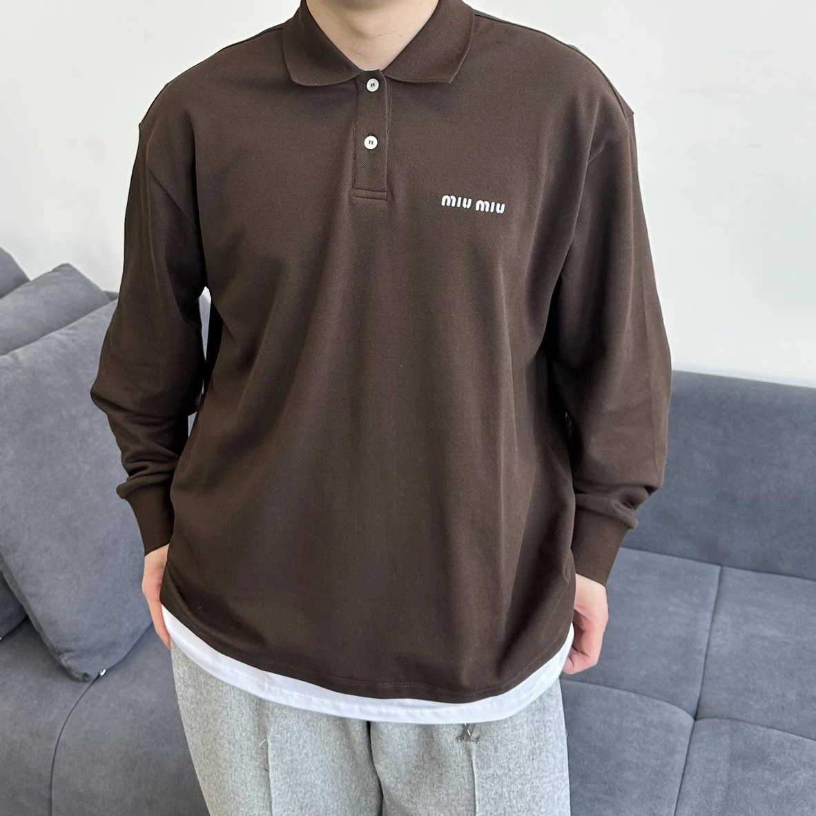 RD-C391 · Layered Long-Sleeve Polo Shirt showcase view 3
