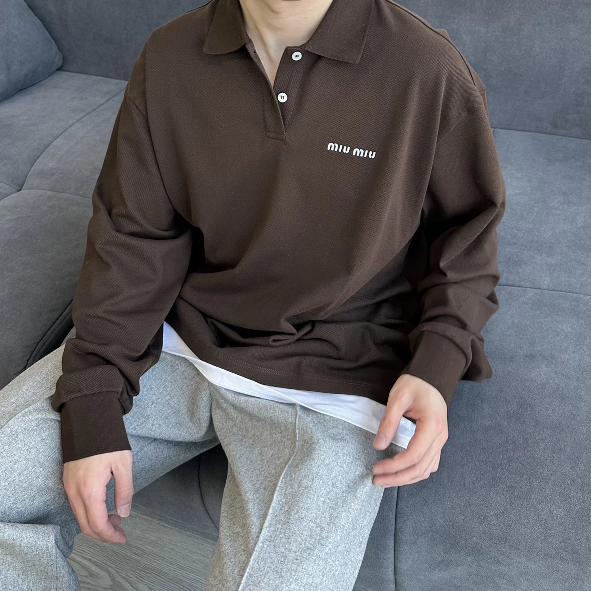 RD-C391 · Layered Long-Sleeve Polo Shirt showcase view 4