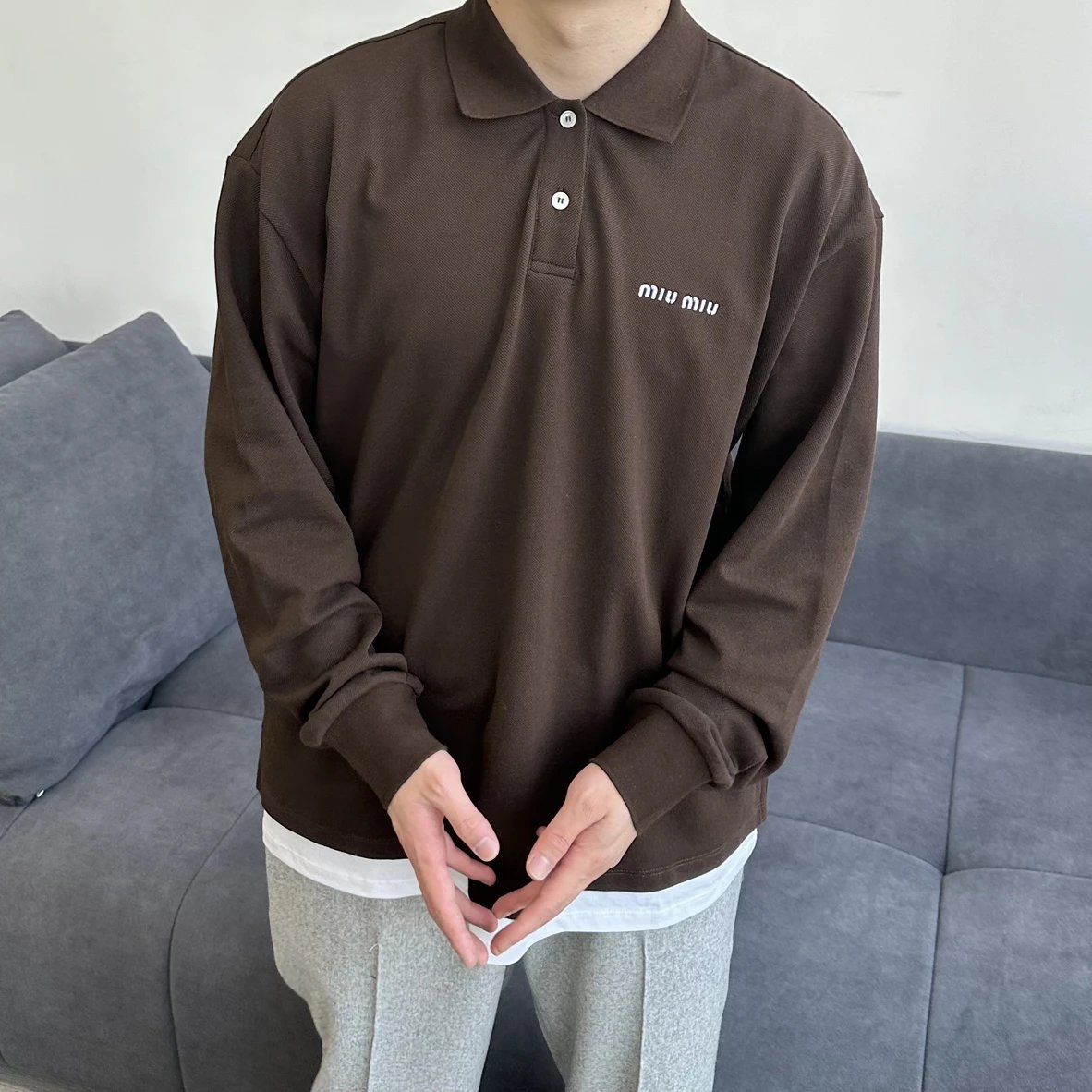 RD-C391 · Layered Long-Sleeve Polo Shirt showcase view 6