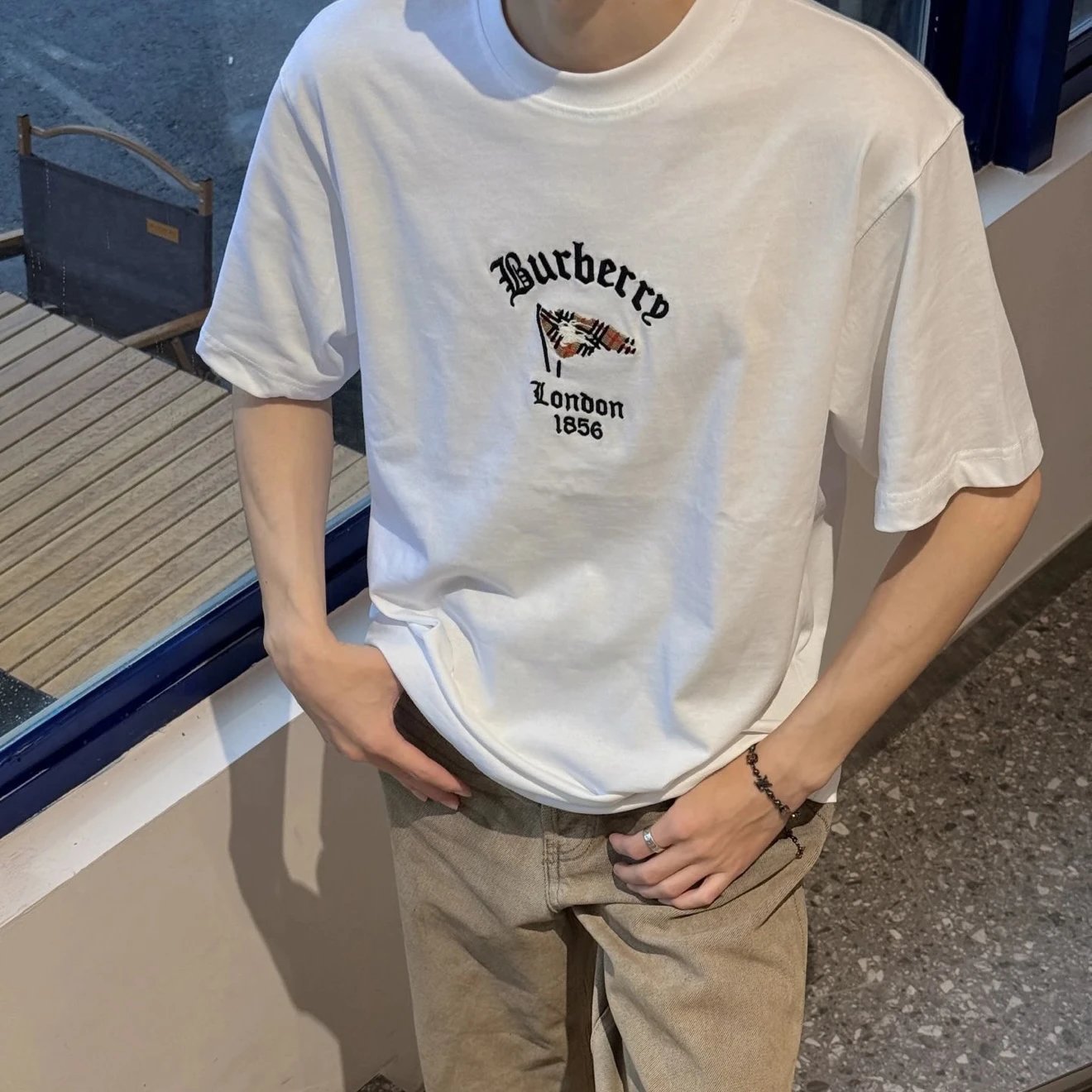 RD-C127 · Gothic Flag Embroidered Cotton T-Shirt showcase view 2
