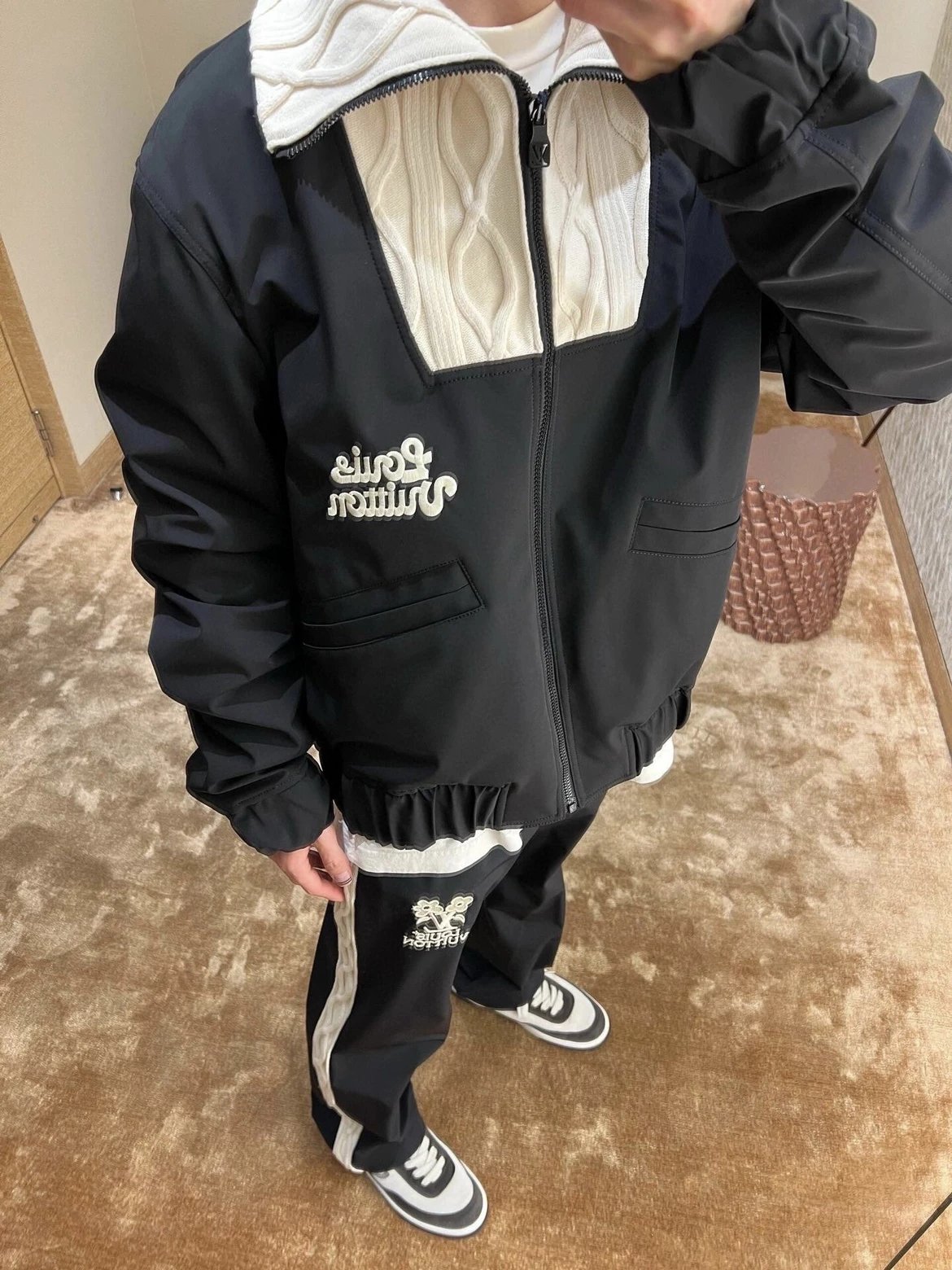 RD-C407 · Floral Embroidered Cable-Panel Track Pants showcase view 5