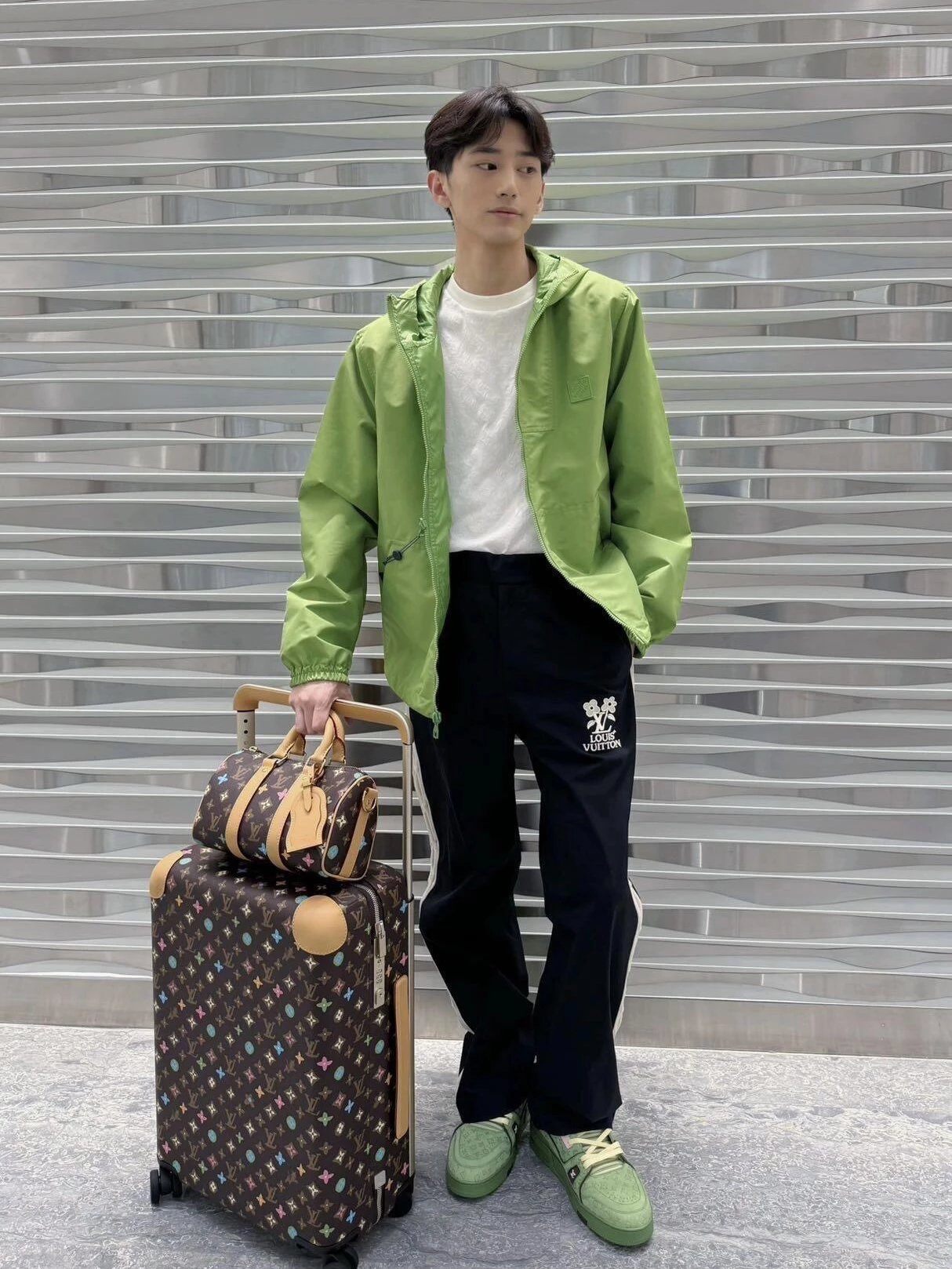 RD-C407 · Floral Embroidered Cable-Panel Track Pants showcase view 6