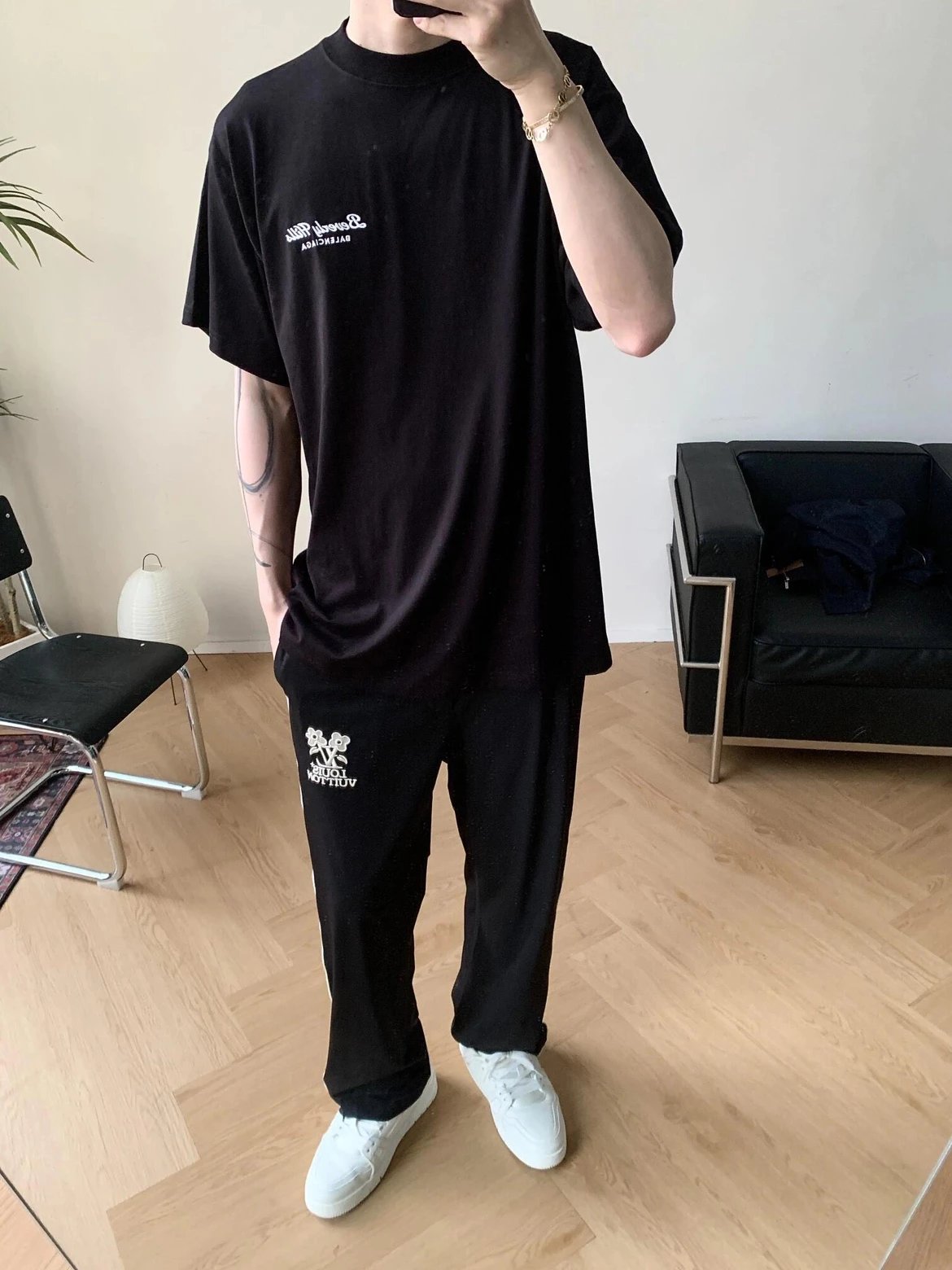 RD-C407 · Floral Embroidered Cable-Panel Track Pants showcase view 13