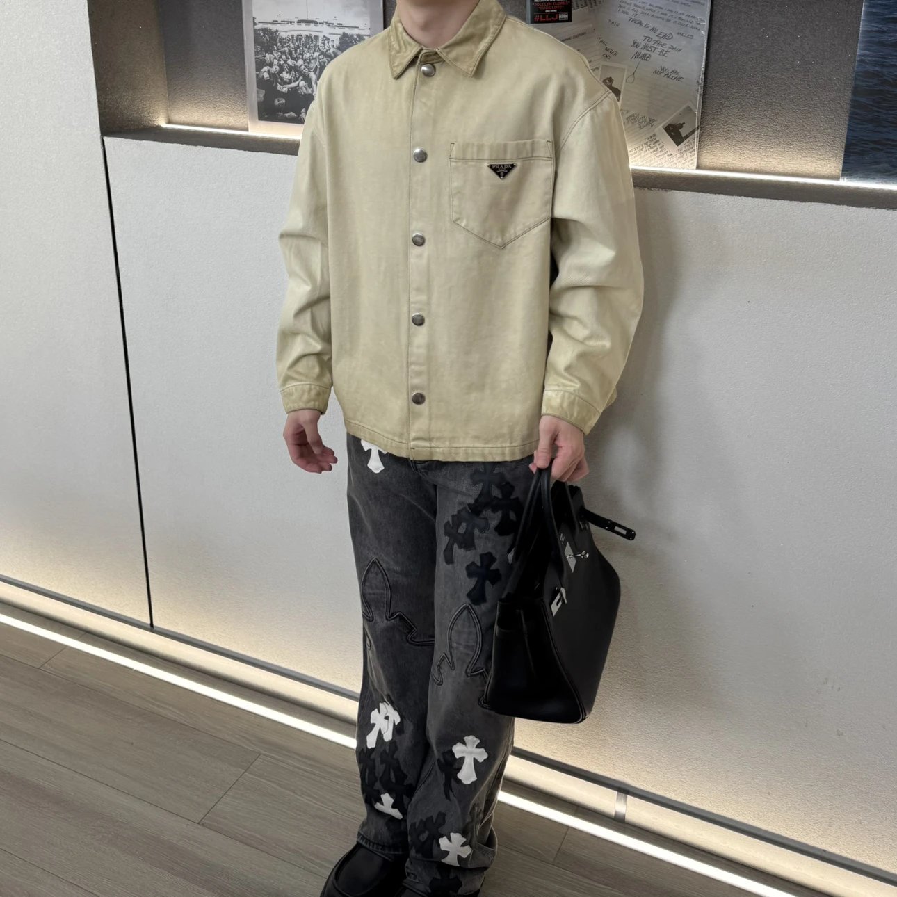 RD-C329 · Beige Dirty-Dyed Denim Overshirt showcase view 2