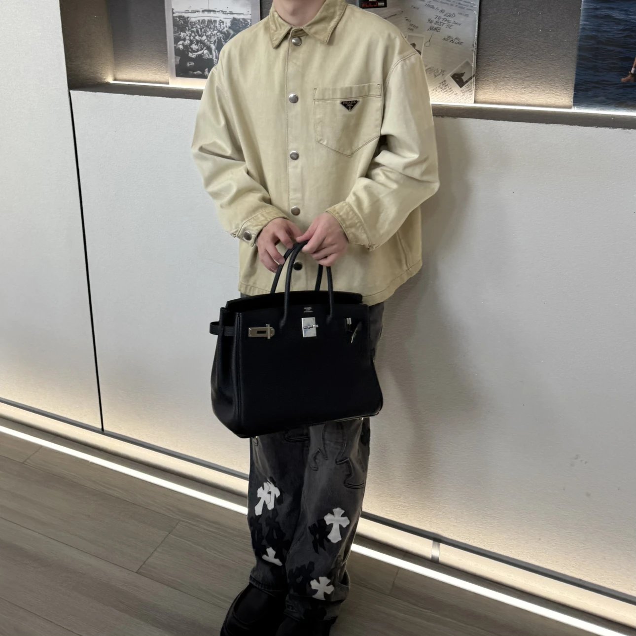 RD-C329 · Beige Dirty-Dyed Denim Overshirt showcase view 9