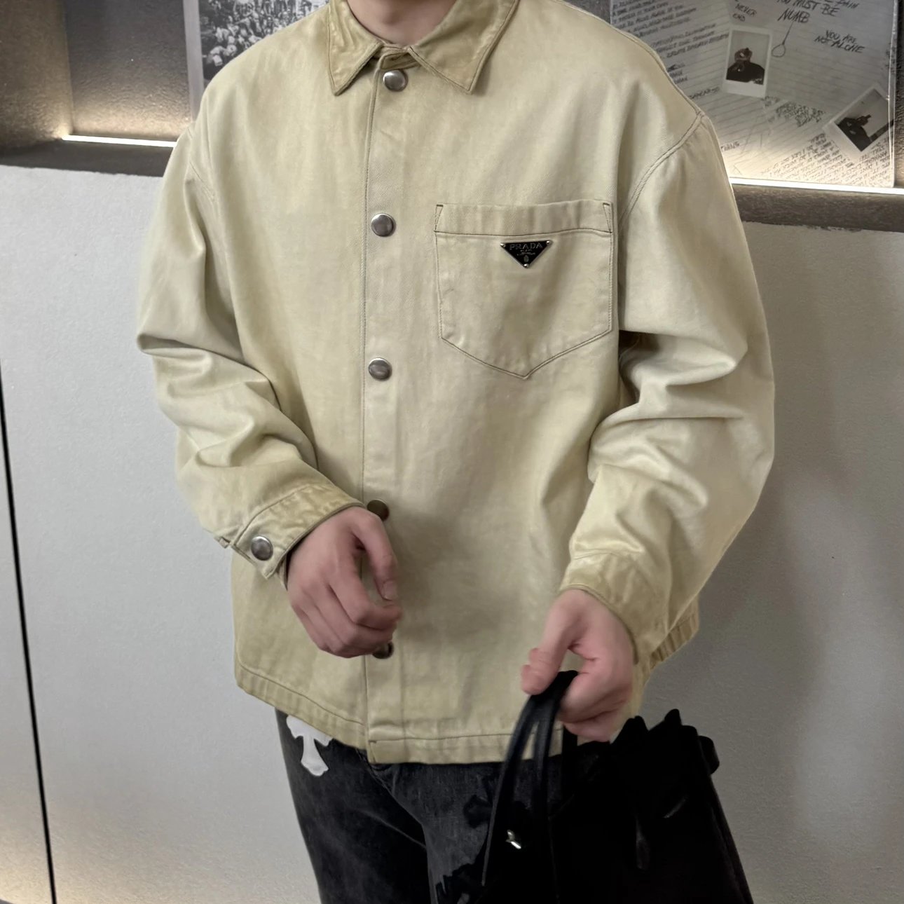 RD-C329 · Beige Dirty-Dyed Denim Overshirt showcase view 10