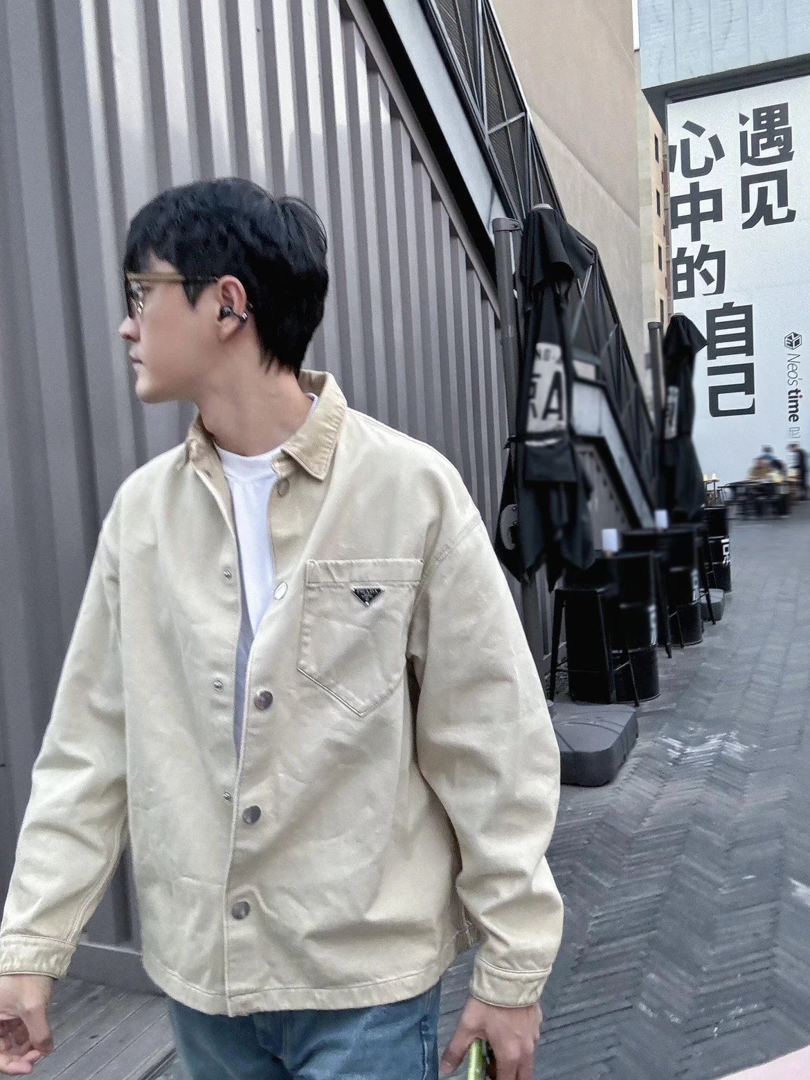 RD-C329 · Beige Dirty-Dyed Denim Overshirt showcase view 12
